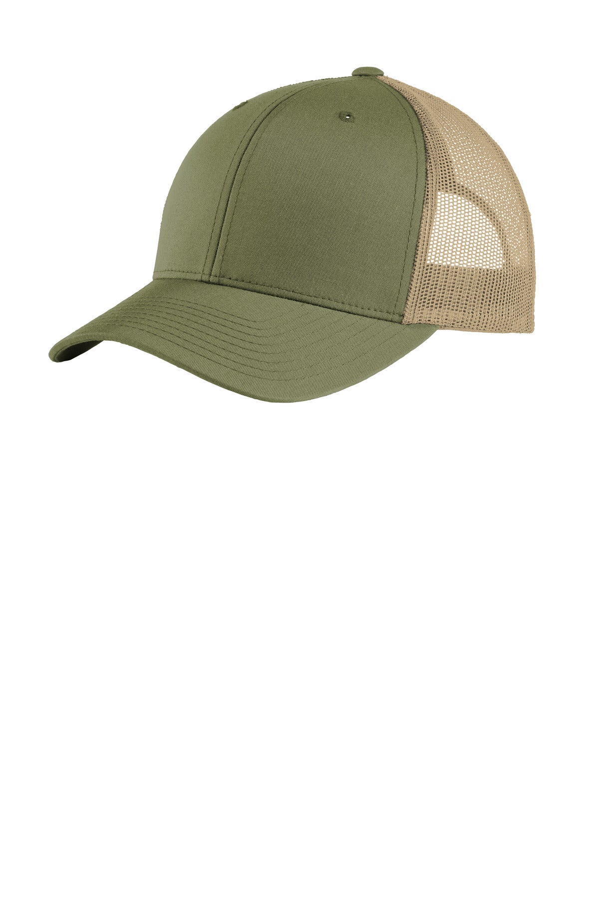 Custom Olive/ Khaki YP Classics Retro Trucker Cap STC39, personalized by SanCanDo Swag in Argyle, TX