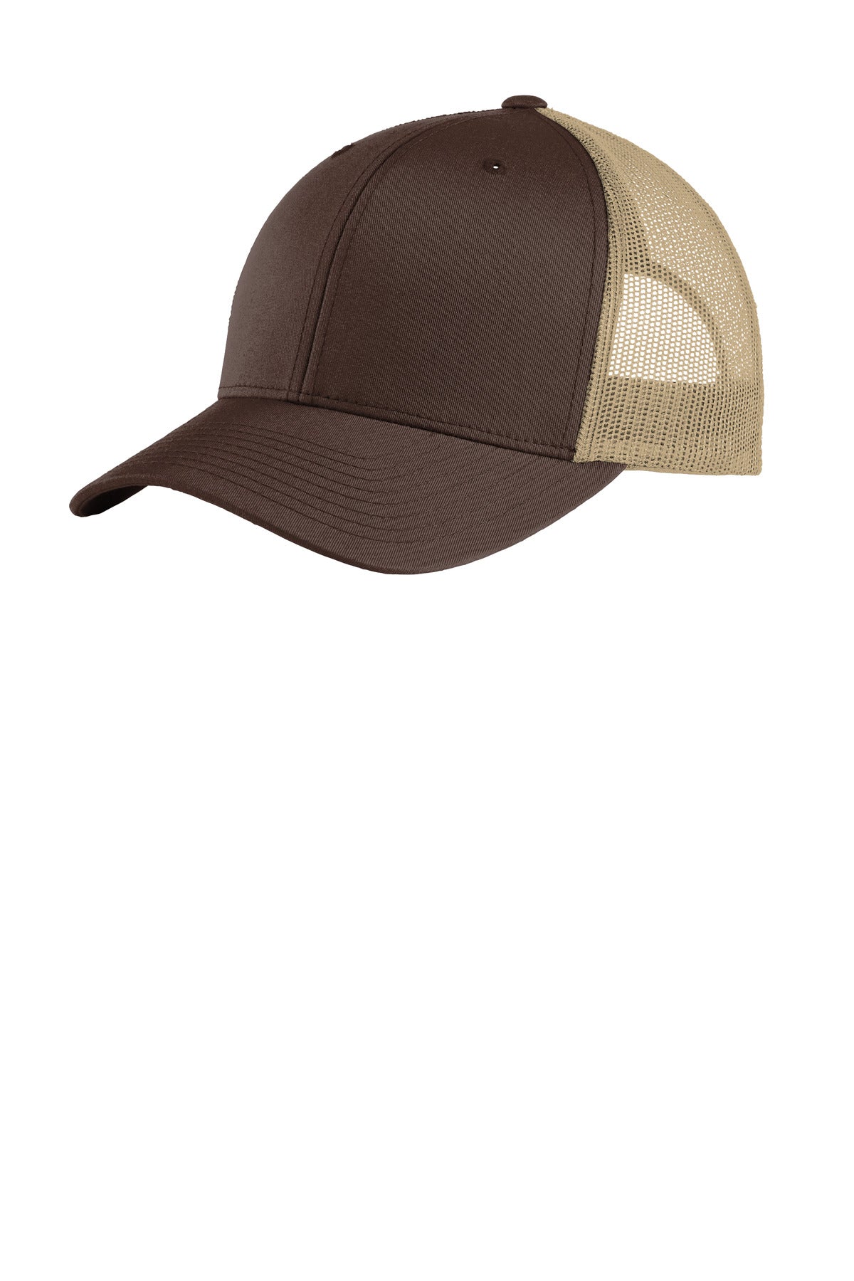 Custom Chocolate Brown/ Khaki YP Classics Retro Trucker Cap STC39, personalized by SanCanDo Swag in Argyle, TX