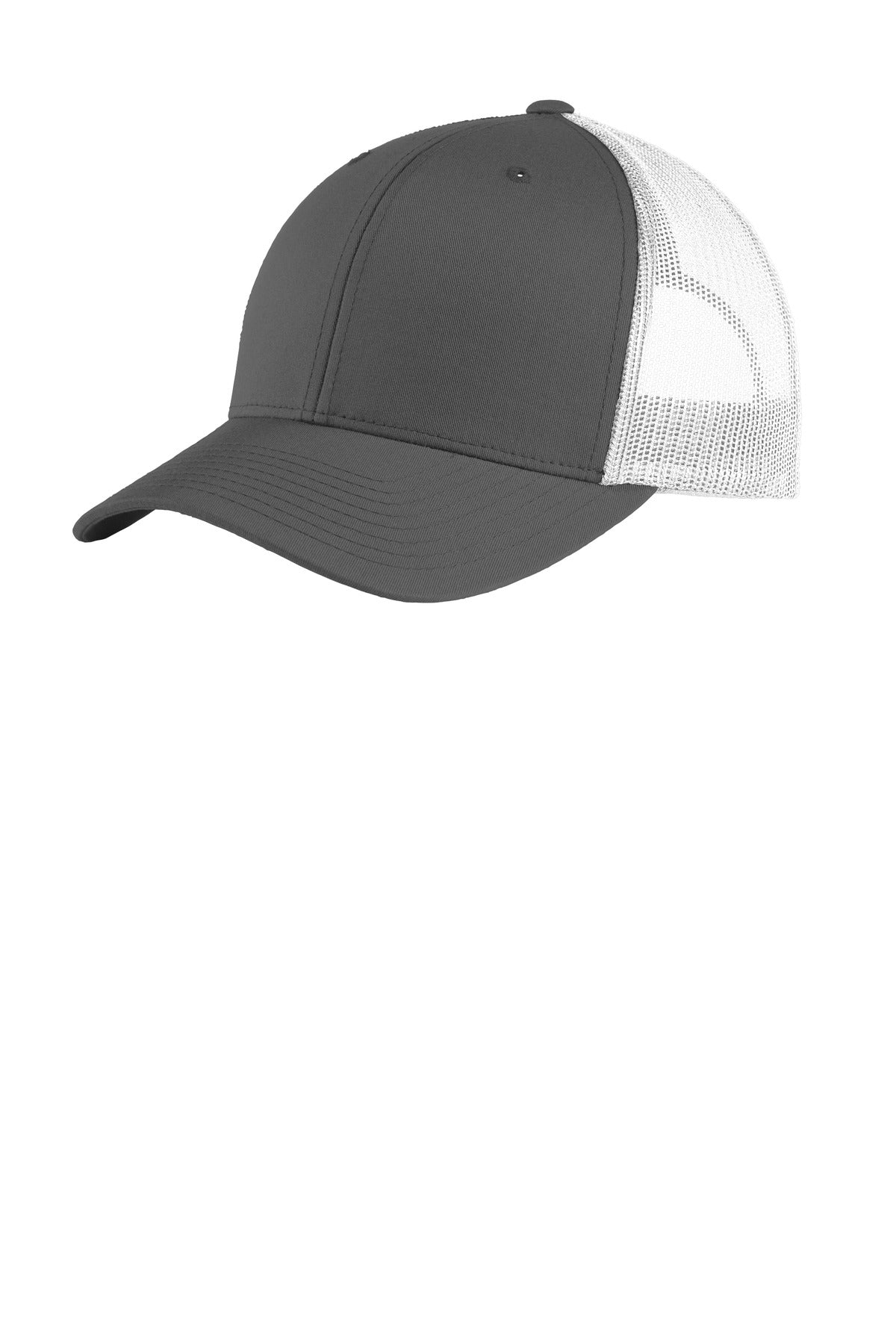 Custom Graphite/ White YP Classics Retro Trucker Cap STC39, personalized by SanCanDo Swag in Argyle, TX
