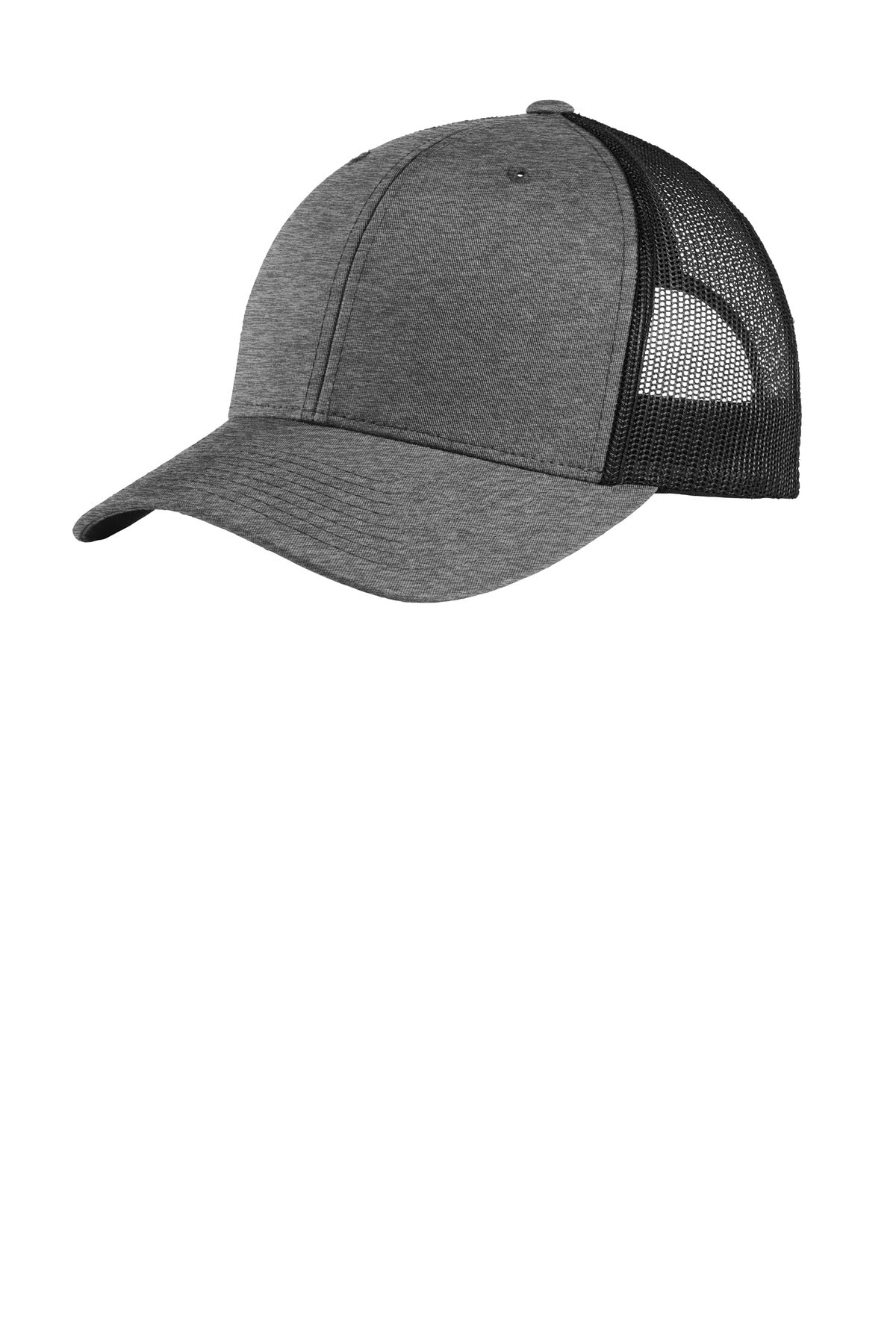 Custom Heather Grey/ Black YP Classics Retro Trucker Cap STC39, personalized by SanCanDo Swag in Argyle, TX