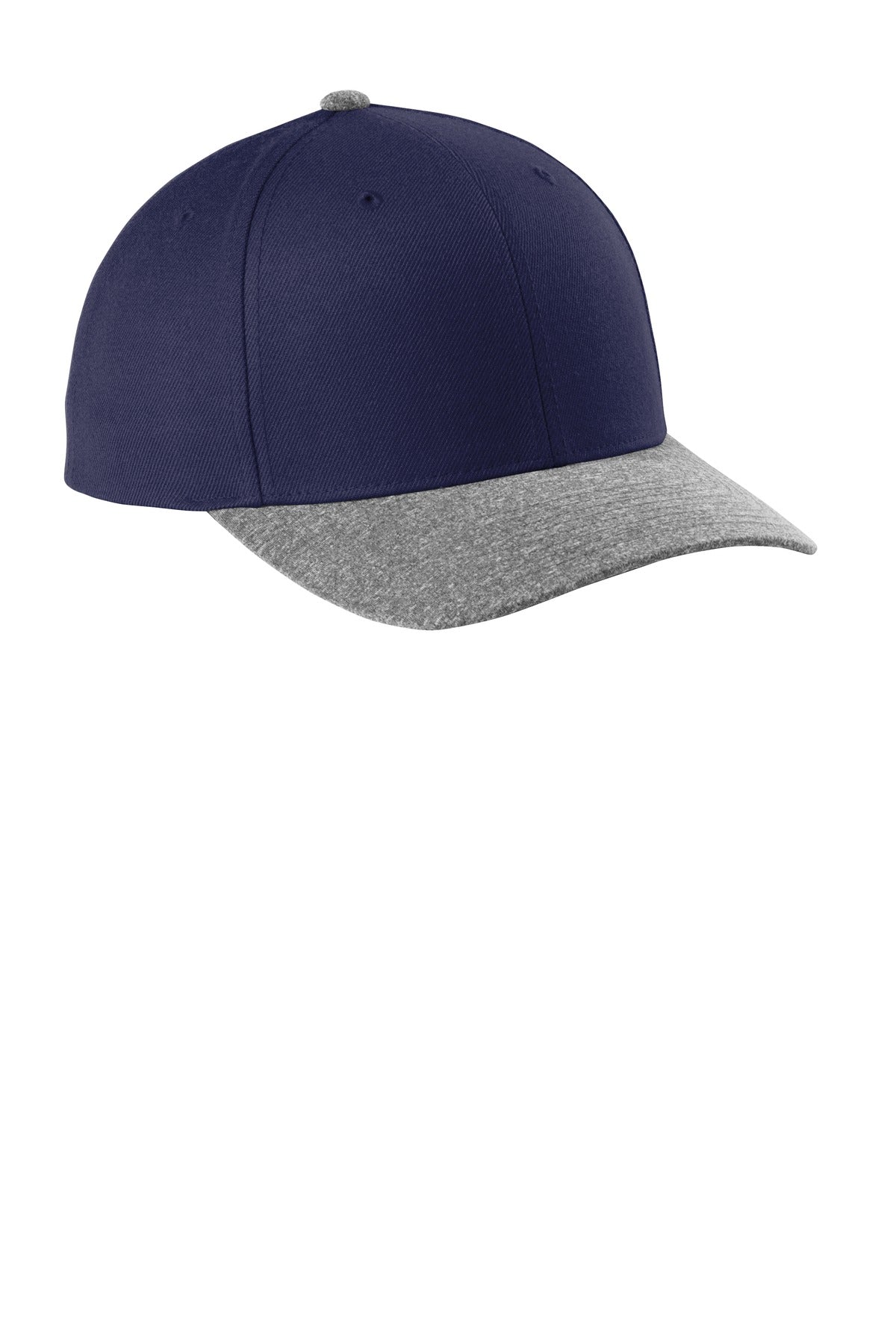 Custom True Navy/ Grey Heather YP Classics Curve Bill Snapback Cap STC43, personalized by SanCanDo Swag in Argyle, TX