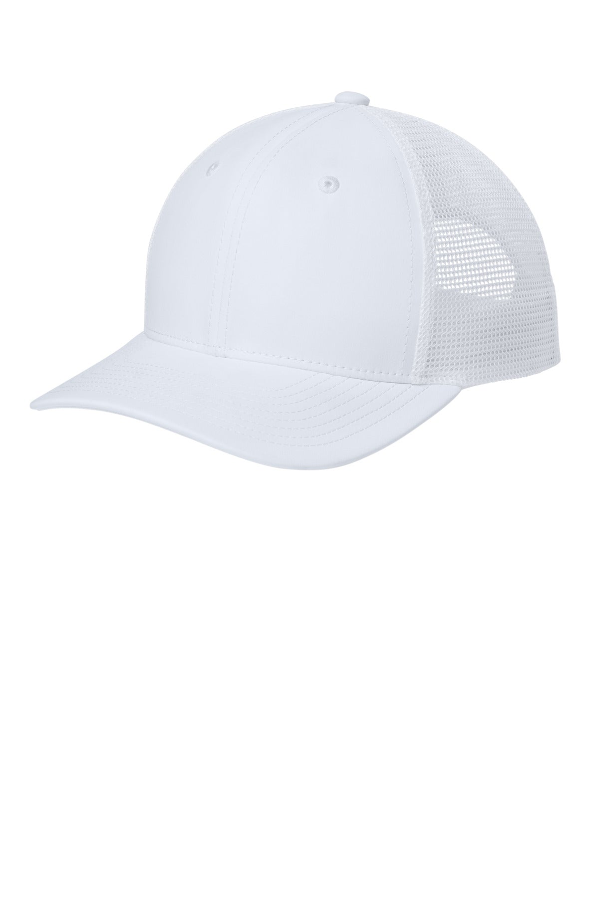Custom White/ White Club Trucker Cap STC46, personalized by SanCanDo Swag in Argyle, TX