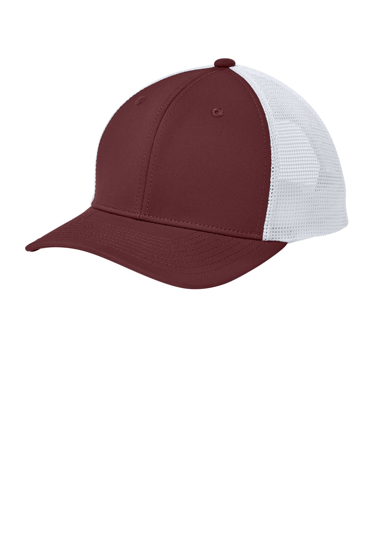Custom Maroon/ White Club Trucker Cap STC46, personalized by SanCanDo Swag in Argyle, TX
