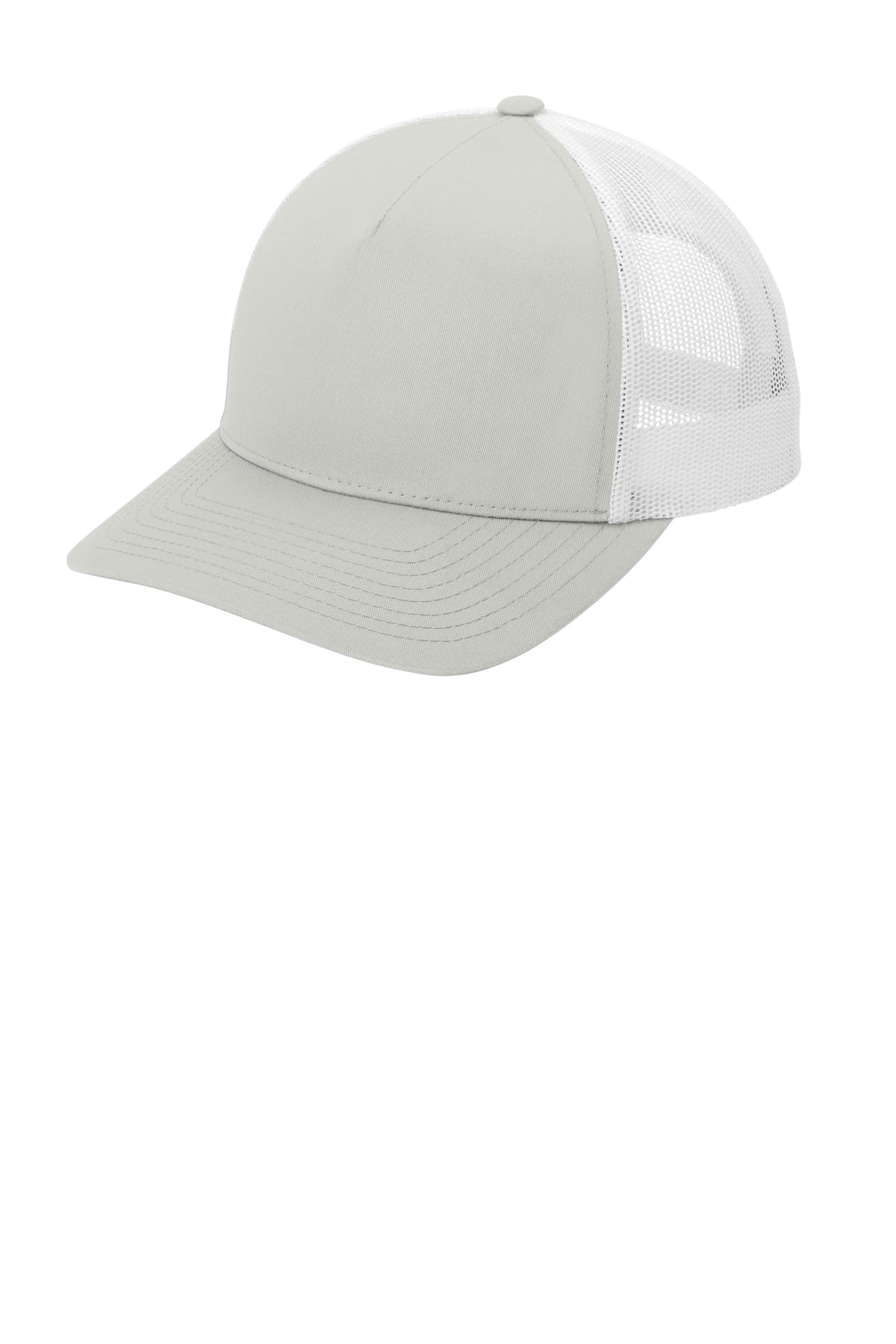 Custom Silver/ White YP Classics Retro Trucker 5-Panel Cap STC54, personalized by SanCanDo Swag in Argyle, TX