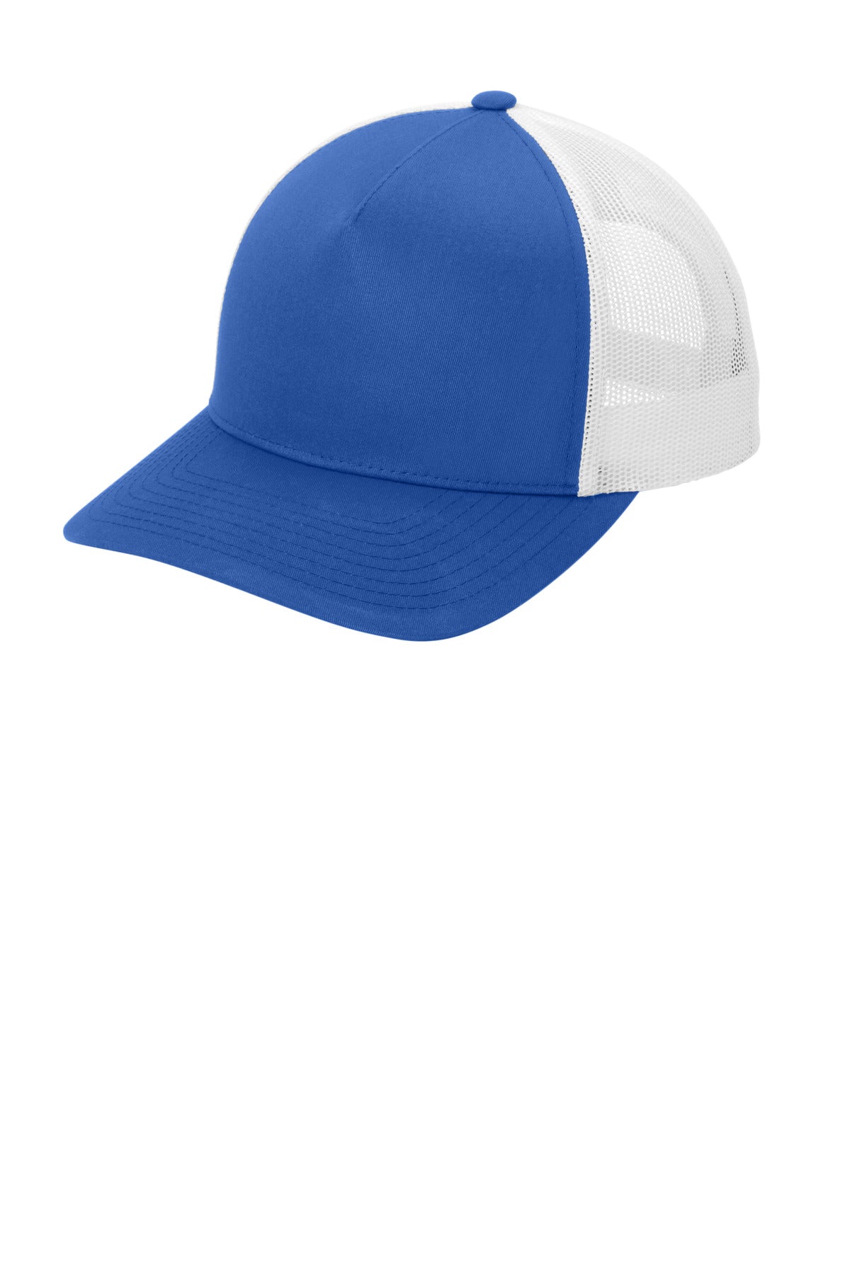 Custom True Royal/ White YP Classics Retro Trucker 5-Panel Cap STC54, personalized by SanCanDo Swag in Argyle, TX