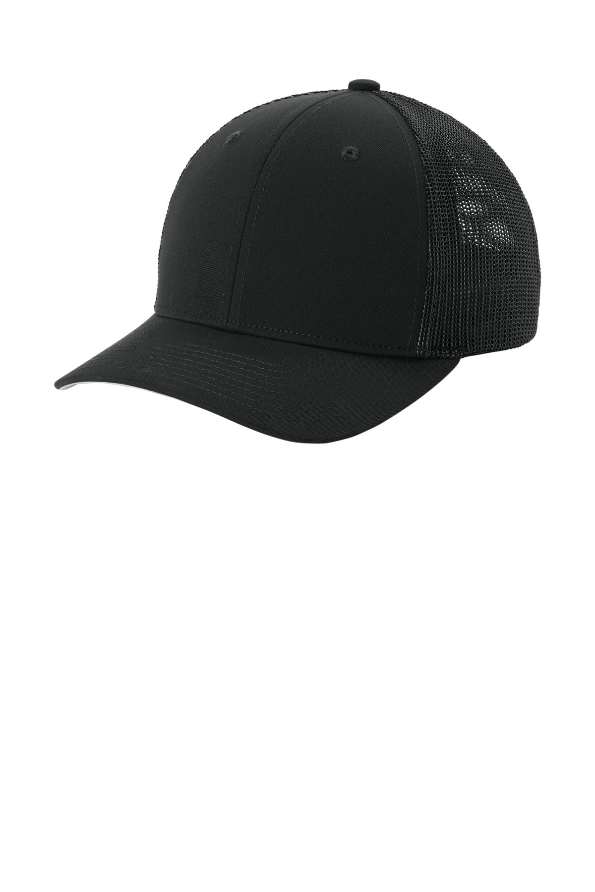 Custom Black/ Black Stretch-Tek Mesh Back Cap STC60, personalized by SanCanDo Swag in Argyle, TX