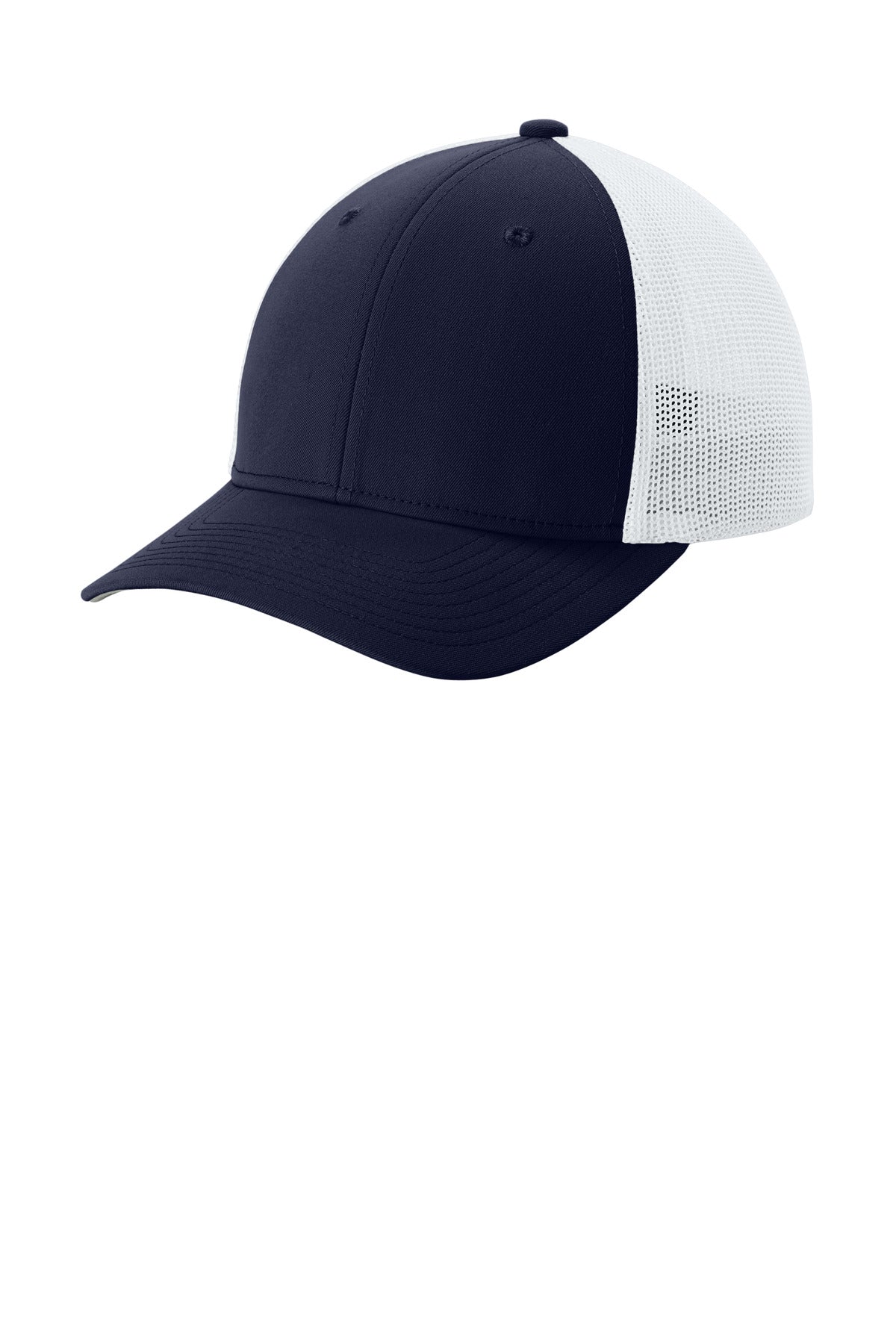 Custom True Navy/ White Stretch-Tek Mesh Back Cap STC60, personalized by SanCanDo Swag in Argyle, TX