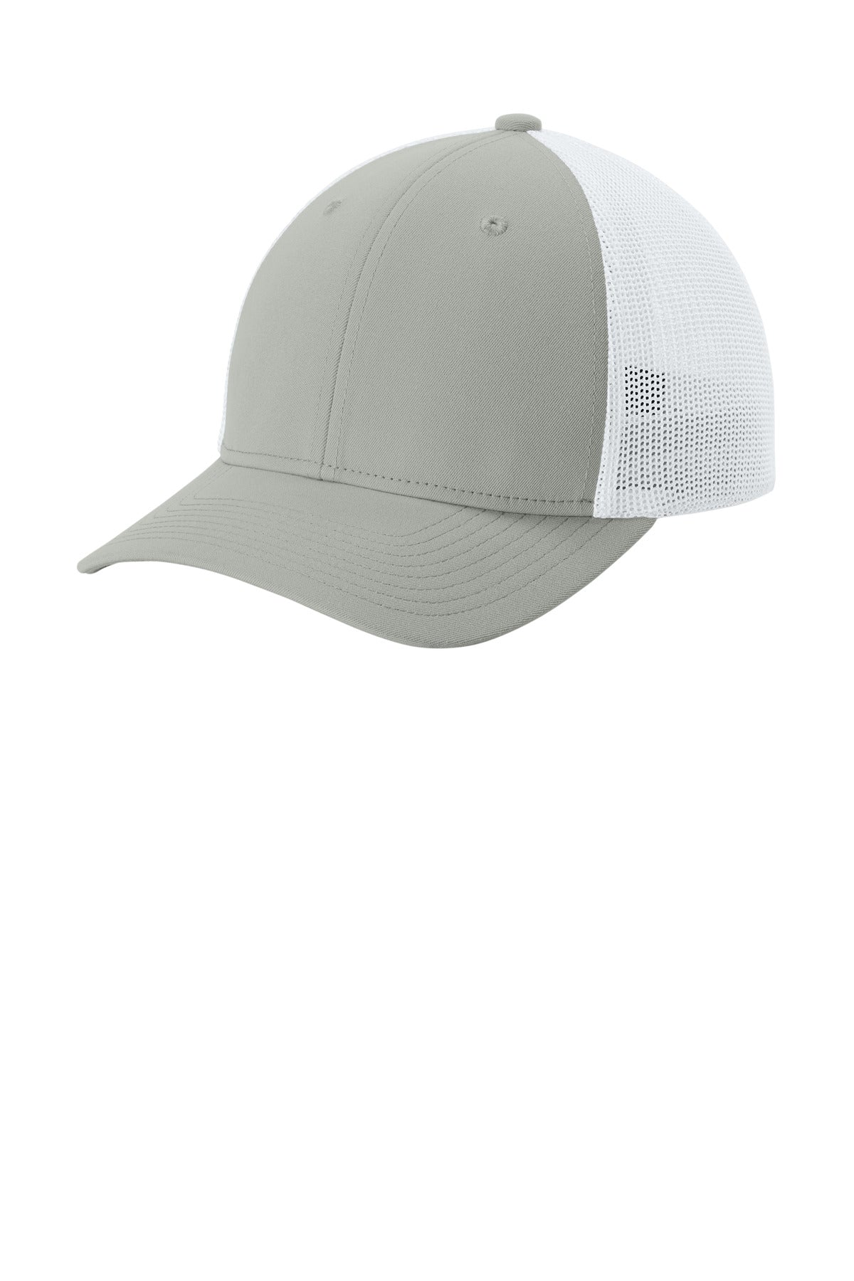 Custom Silver/ White Stretch-Tek Mesh Back Cap STC60, personalized by SanCanDo Swag in Argyle, TX