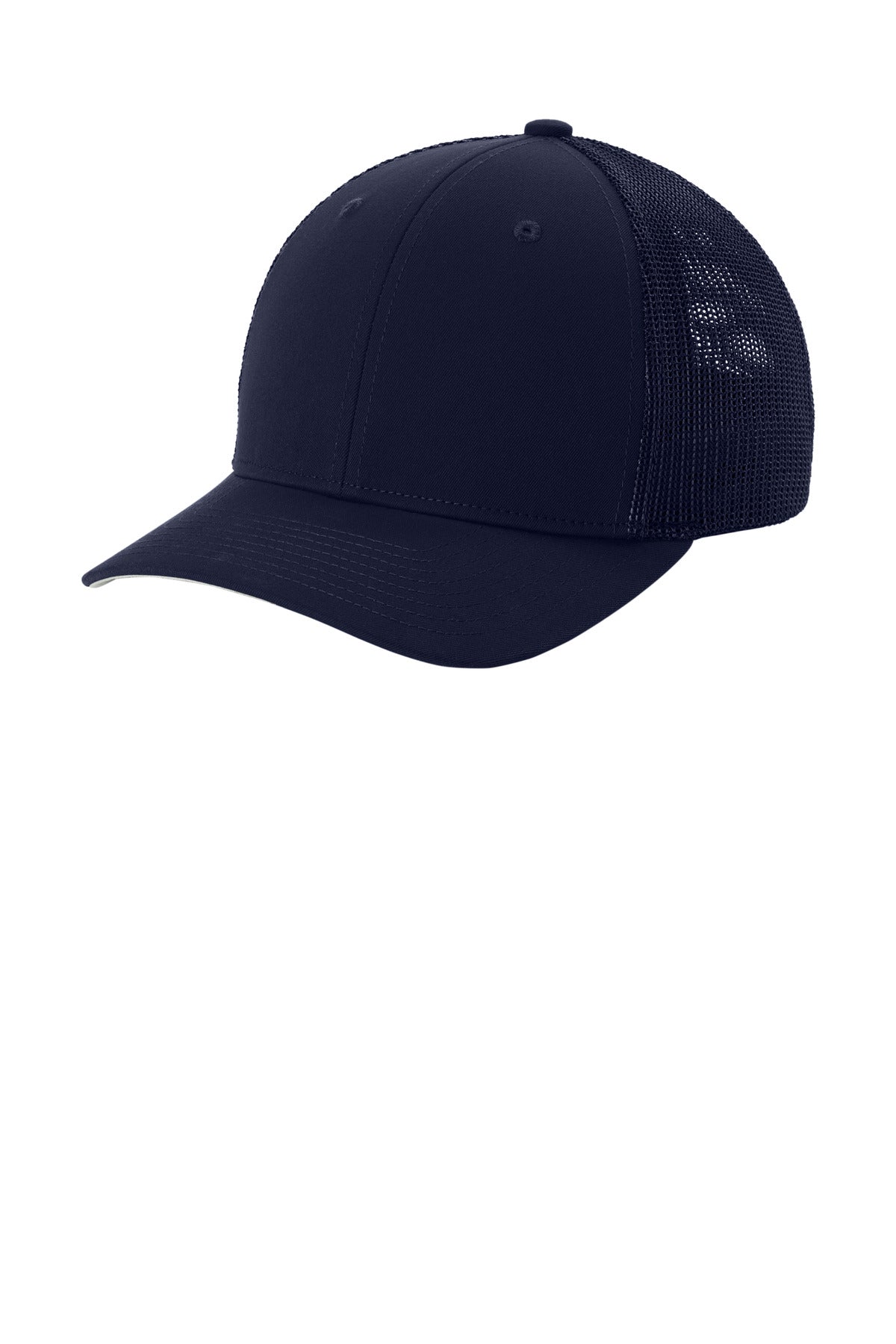 Custom True Navy/ True Navy Stretch-Tek Mesh Back Cap STC60, personalized by SanCanDo Swag in Argyle, TX