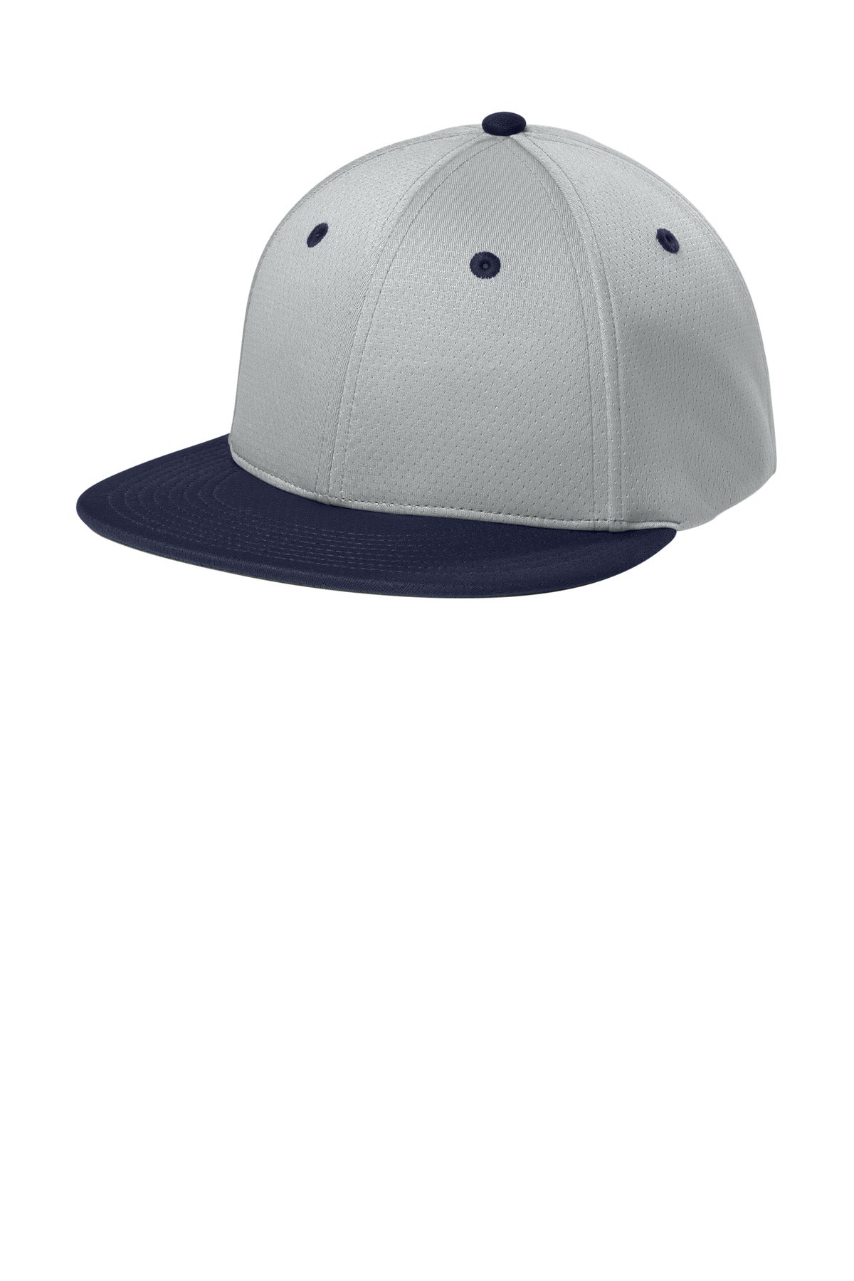 Custom Silver/ True Navy/ Silver Impact Mesh Stretch-Tek Cap STC70, personalized by SanCanDo Swag in Argyle, TX
