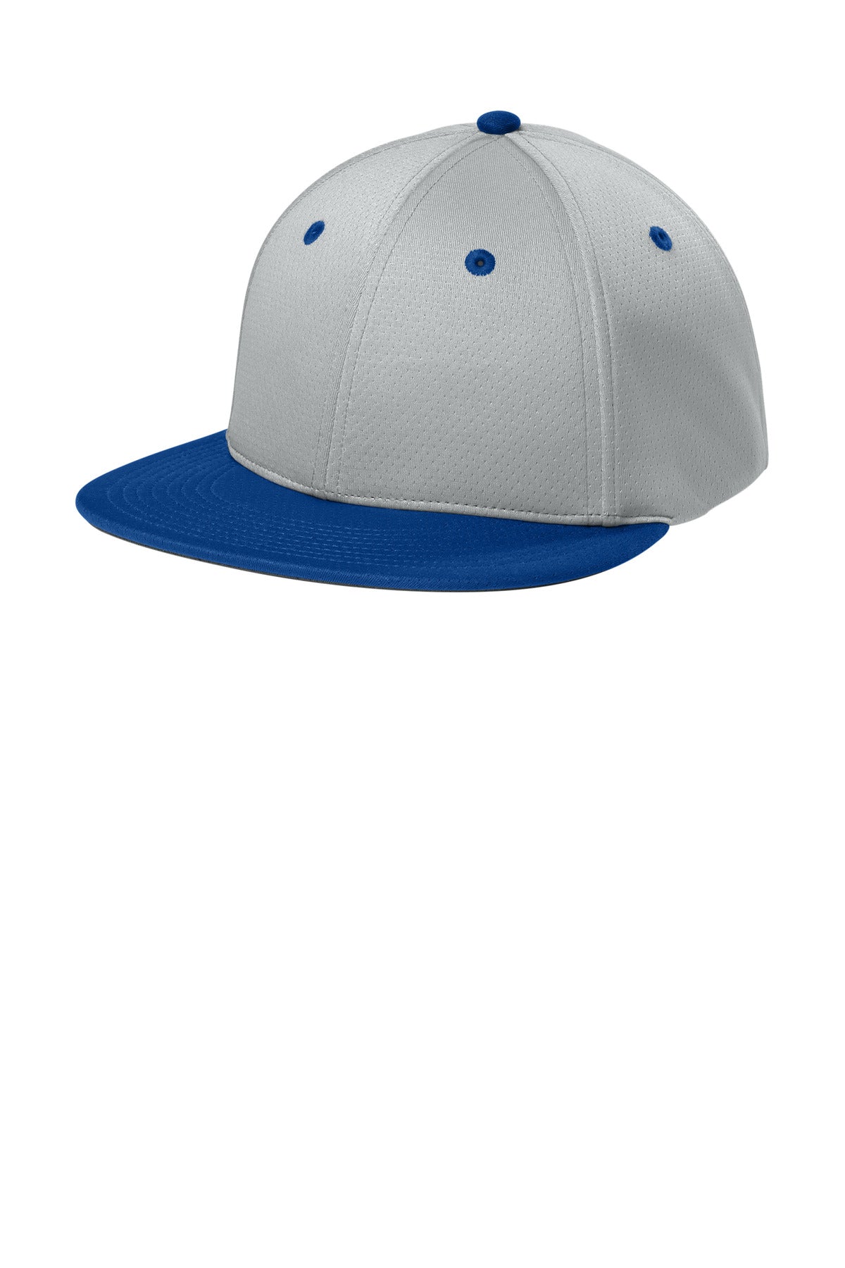 Custom Silver/ True Royal/ Silver Impact Mesh Stretch-Tek Cap STC70, personalized by SanCanDo Swag in Argyle, TX