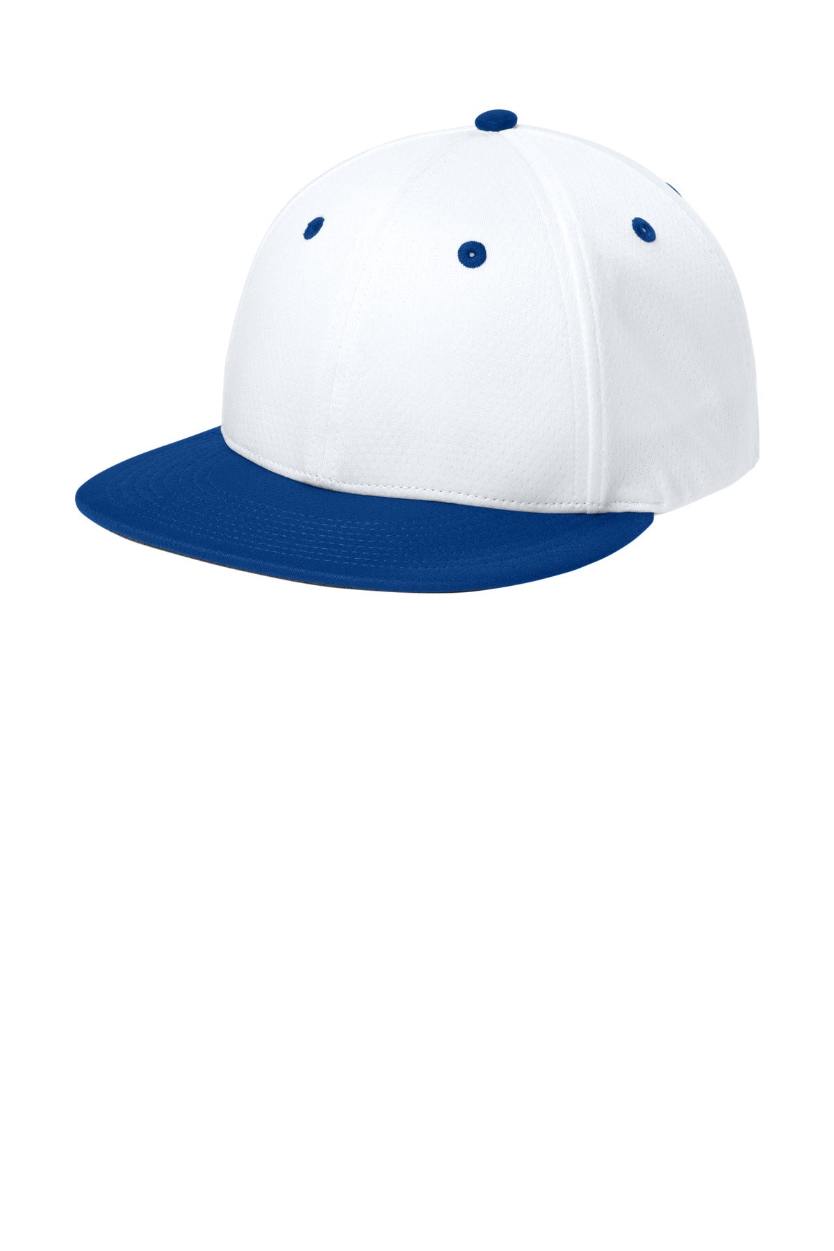 Custom White/ True Royal/ White Impact Mesh Stretch-Tek Cap STC70, personalized by SanCanDo Swag in Argyle, TX