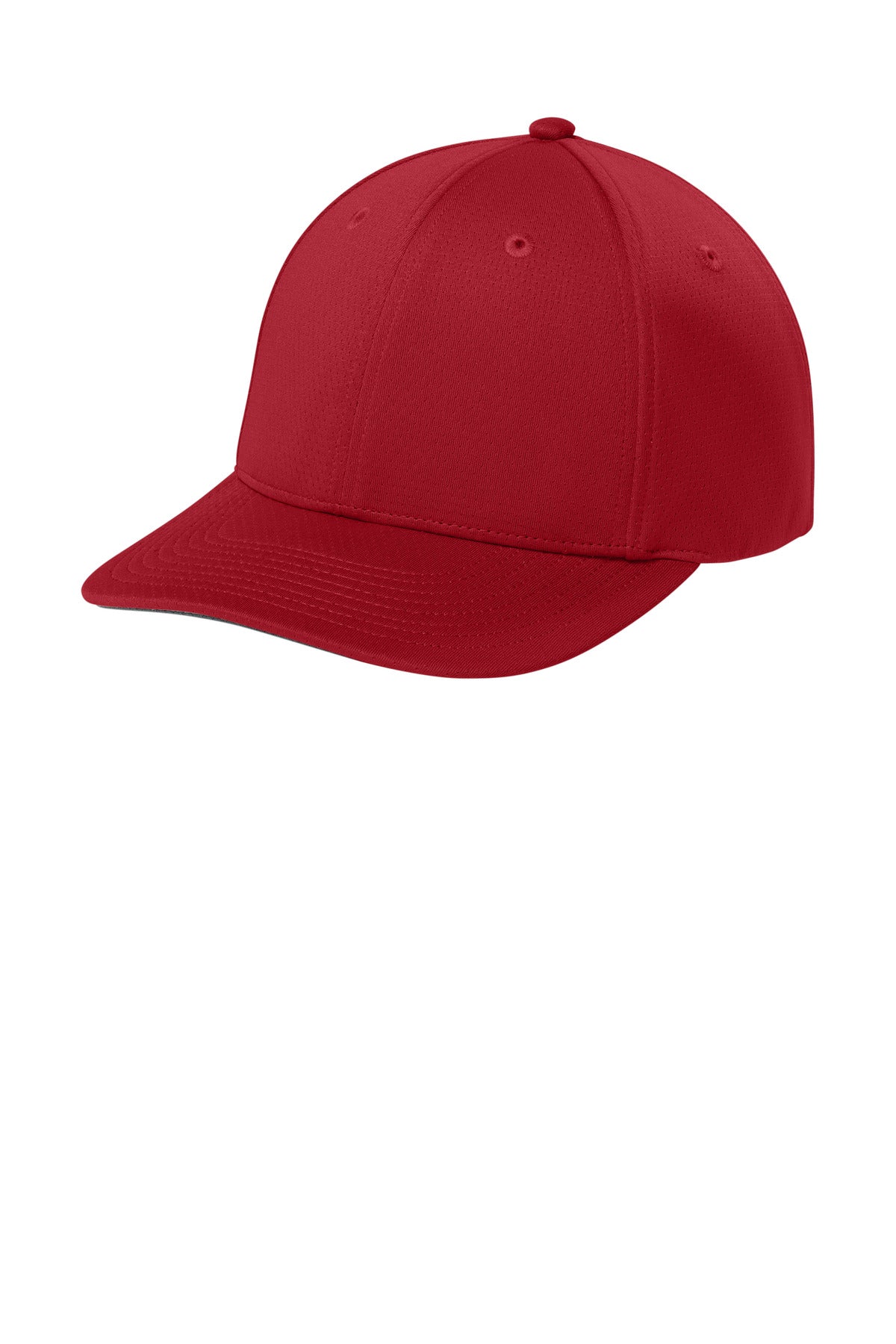 Custom Deep Red Impact Mesh Stretch-Tek Adjustable Cap STC71, personalized by SanCanDo Swag in Argyle, TX