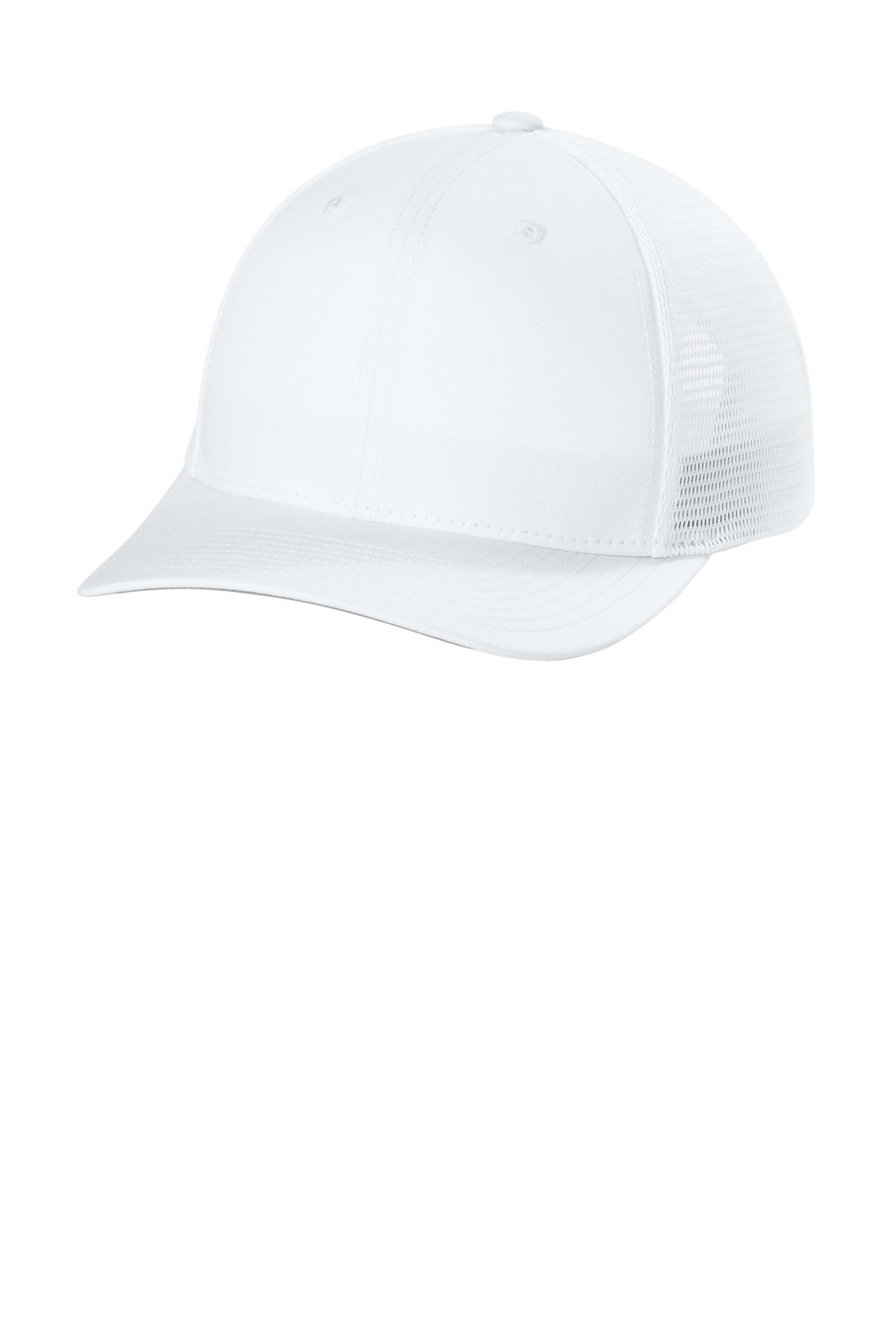 Custom White/ White Stretch-Tek Snapback Trucker Cap STC74, personalized by SanCanDo Swag in Argyle, TX