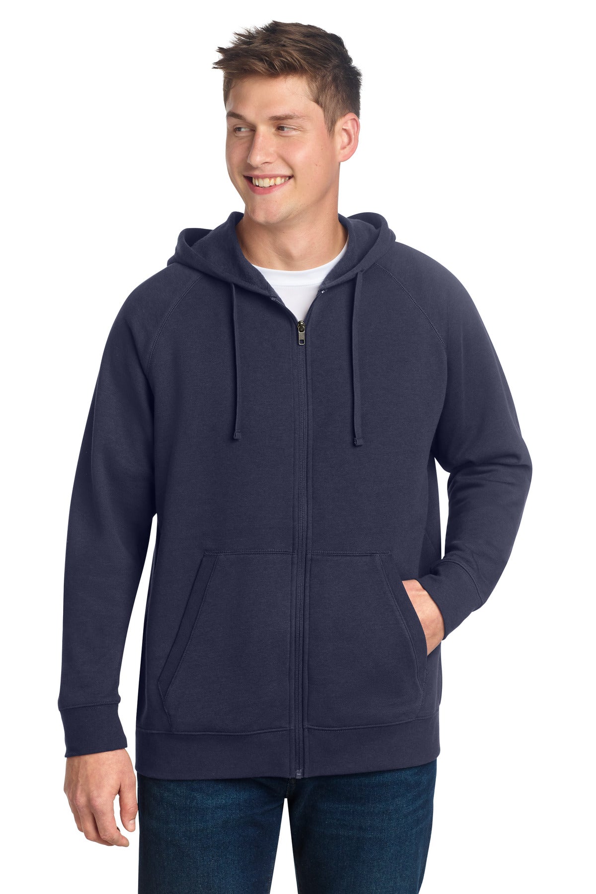 Custom True Navy Drive Fleece Hooded Full-Zip STF201, personalized by SanCanDo Swag in Argyle, TX
