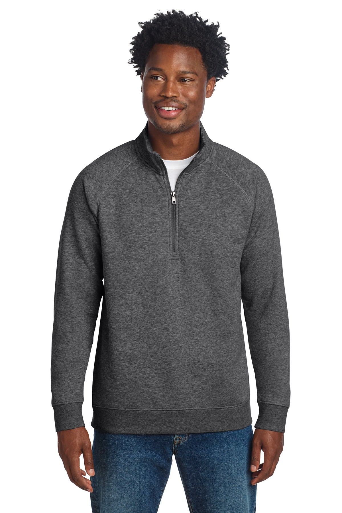 Custom Graphite Heather Drive Fleece 1/4-Zip Pullover STF202, personalized by SanCanDo Swag in Argyle, TX