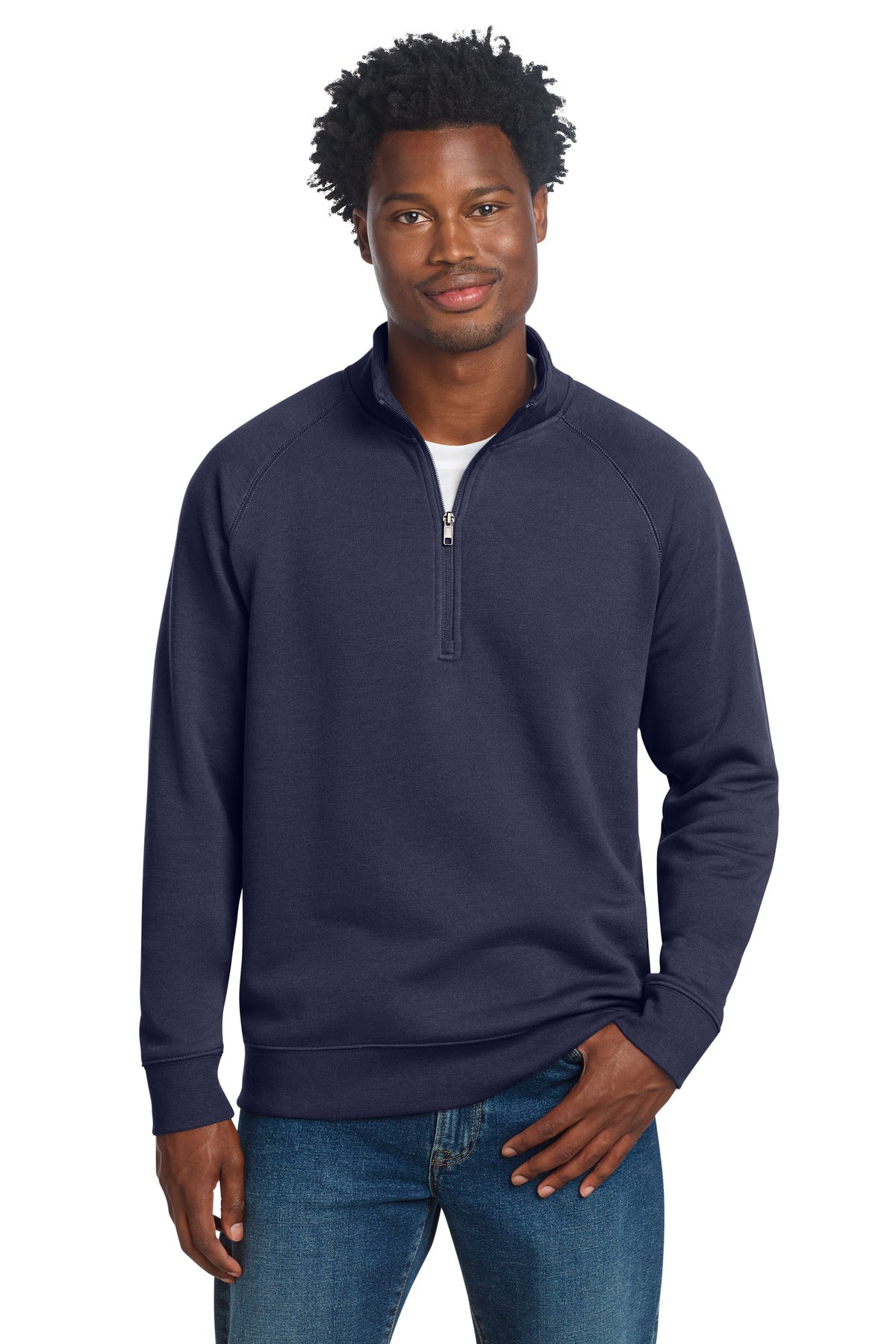 Custom True Navy Drive Fleece 1/4-Zip Pullover STF202, personalized by SanCanDo Swag in Argyle, TX