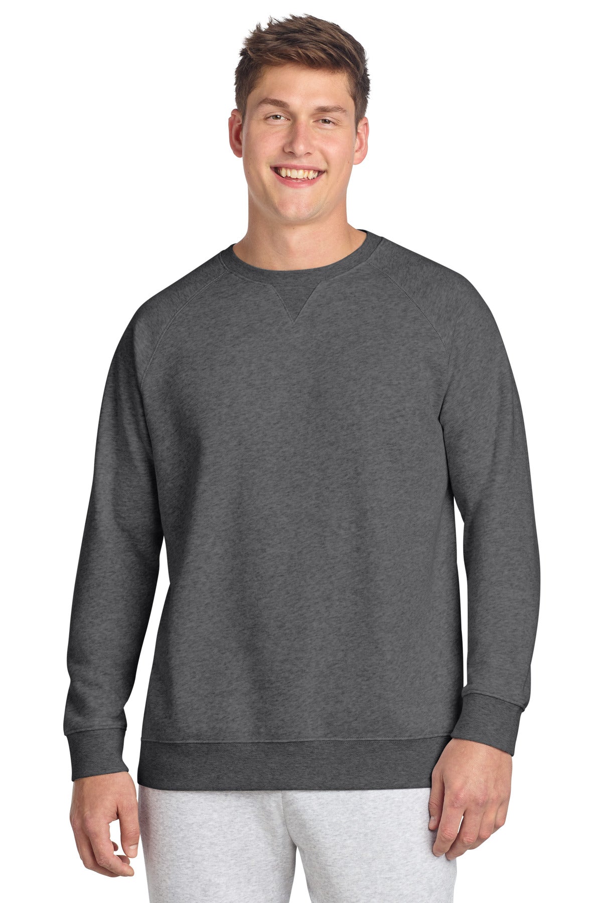 Custom Graphite Heather Drive Fleece Crewneck STF203, personalized by SanCanDo Swag in Argyle, TX