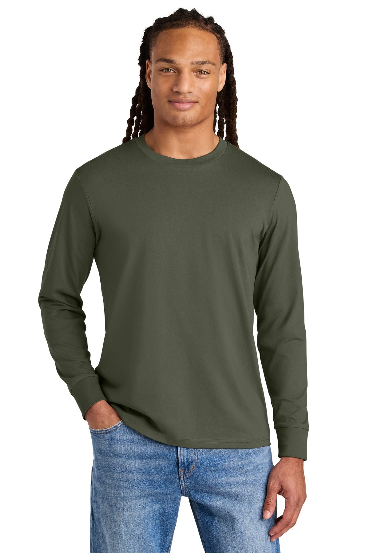 Custom Khaki Green Unisex Creator 2.0 Long Sleeve Tee SXU022, personalized by SanCanDo Swag in Argyle, TX