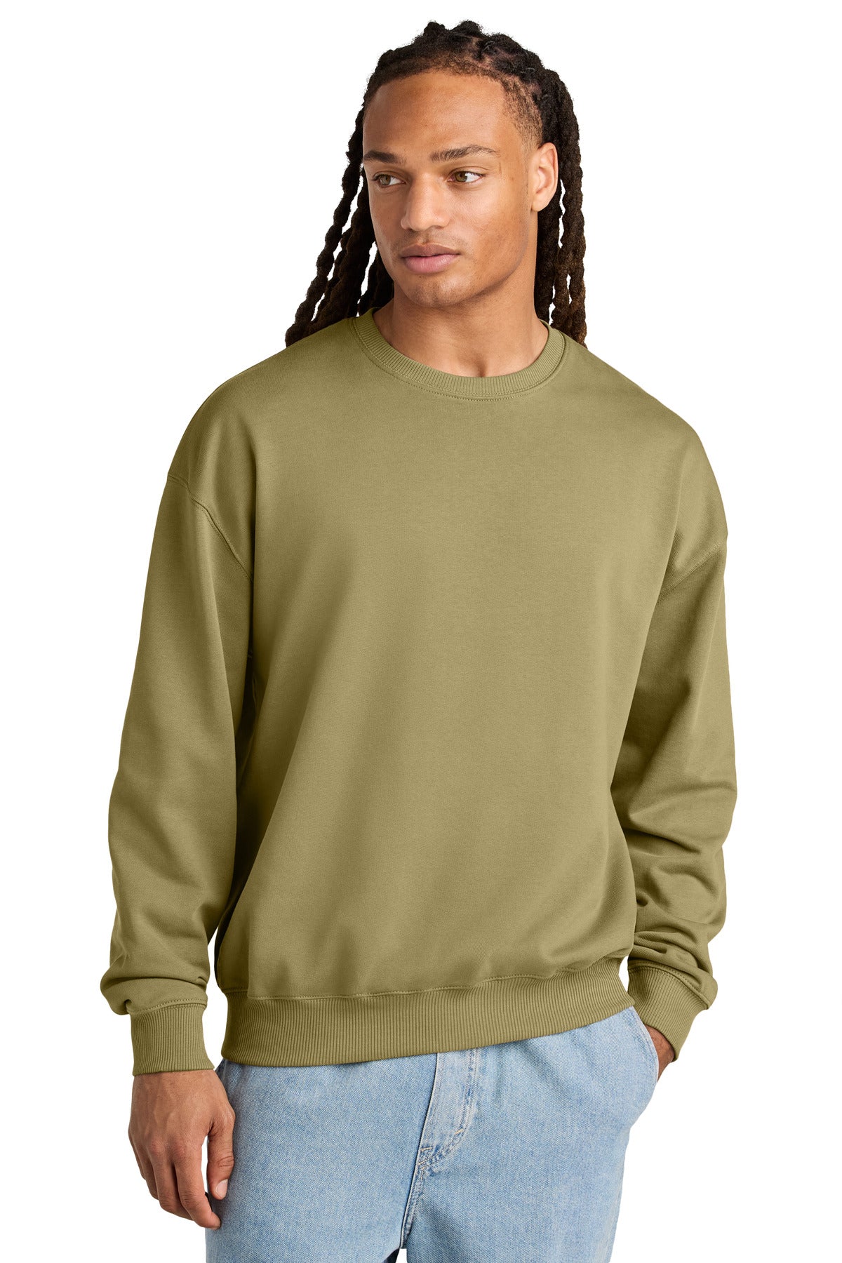 Custom Faded Olive Unisex Ledger Dry Crewneck SXU029, personalized by SanCanDo Swag in Argyle, TX