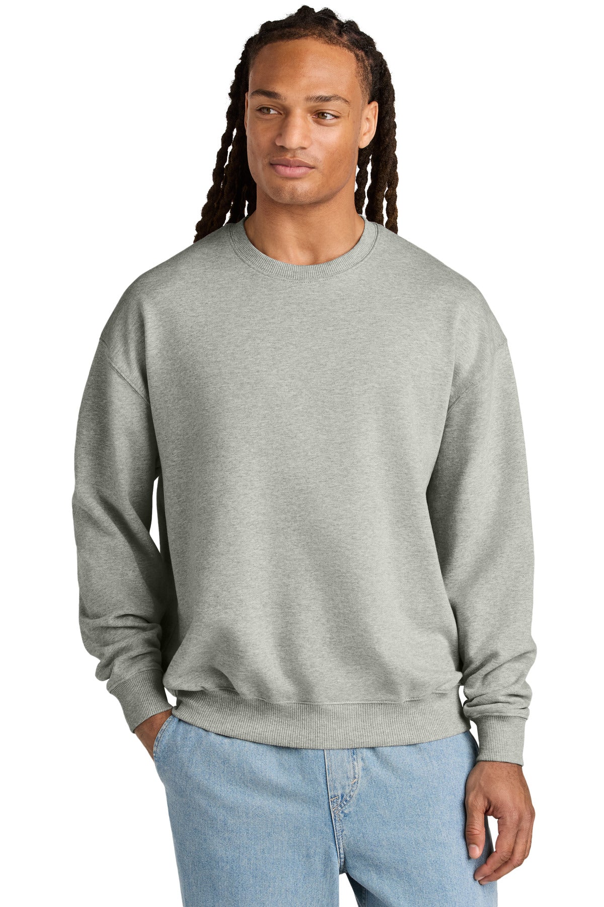 Custom Heather Grey Unisex Ledger Dry Crewneck SXU029, personalized by SanCanDo Swag in Argyle, TX