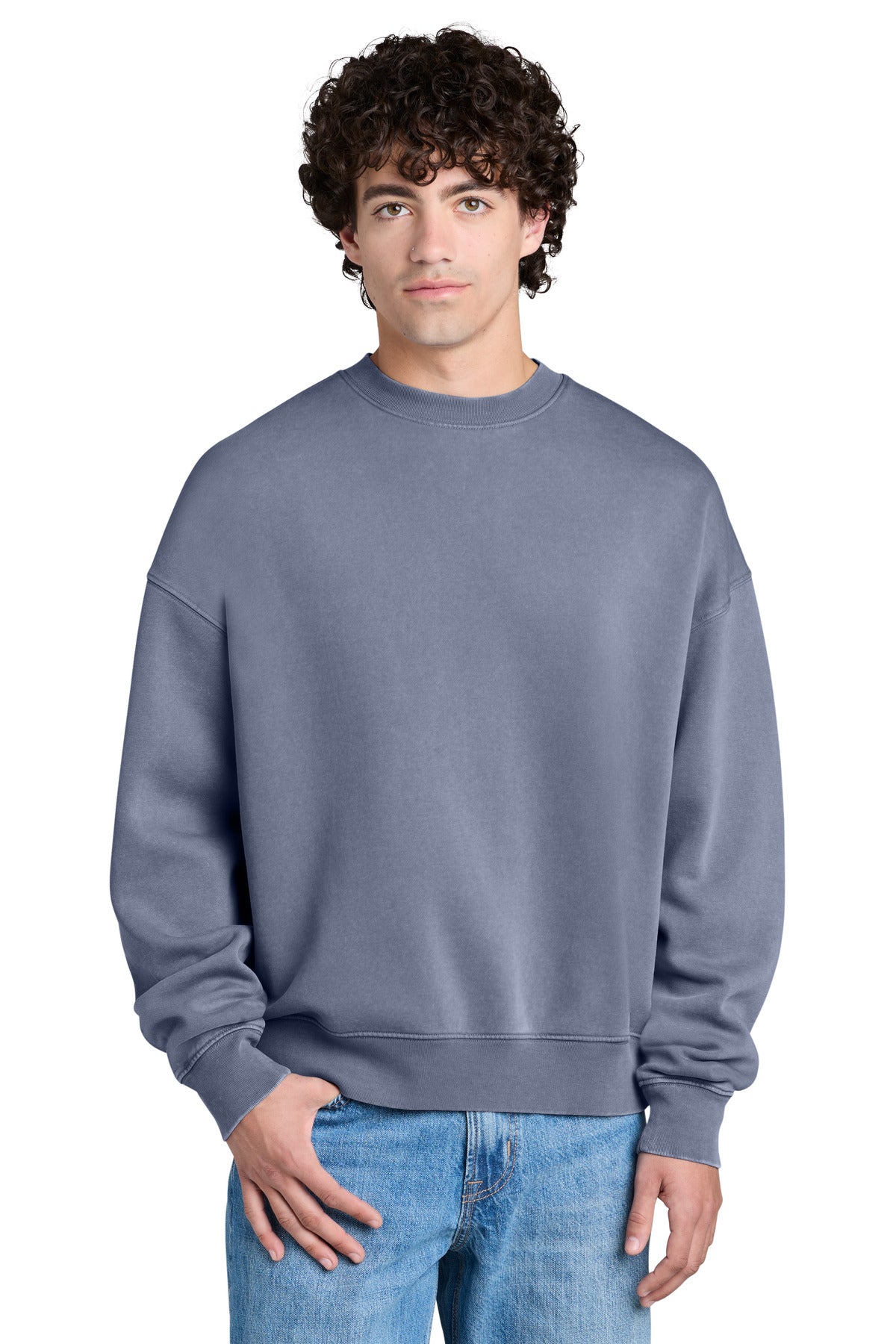 Custom G. Dyed Blue Grey Unisex Easer Vintage Crewneck SXU043, personalized by SanCanDo Swag in Argyle, TX