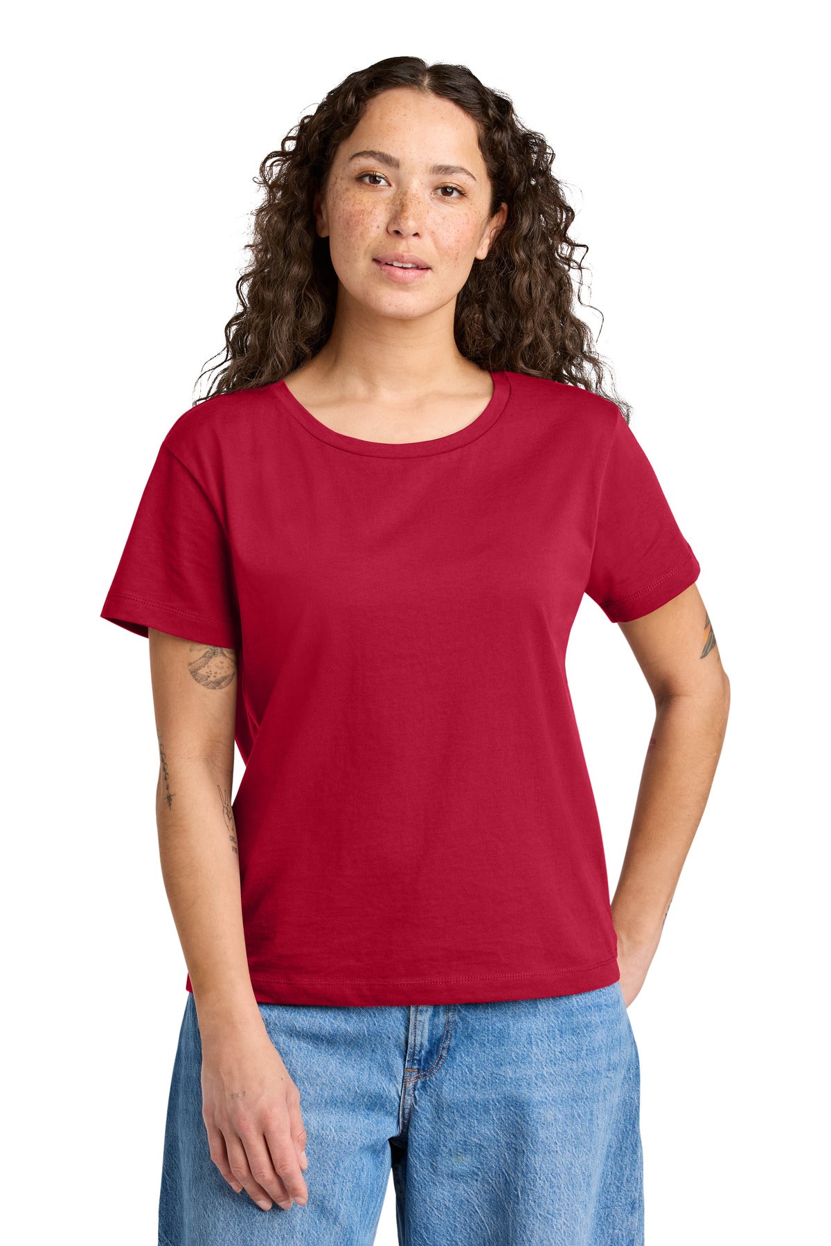 Custom Red Women's Stella Serena Scoop Neck Tee SXW008, personalized by SanCanDo Swag in Argyle, TX