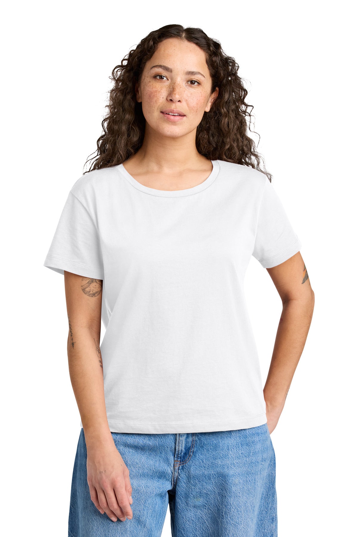 Custom White Women's Stella Serena Scoop Neck Tee SXW008, personalized by SanCanDo Swag in Argyle, TX