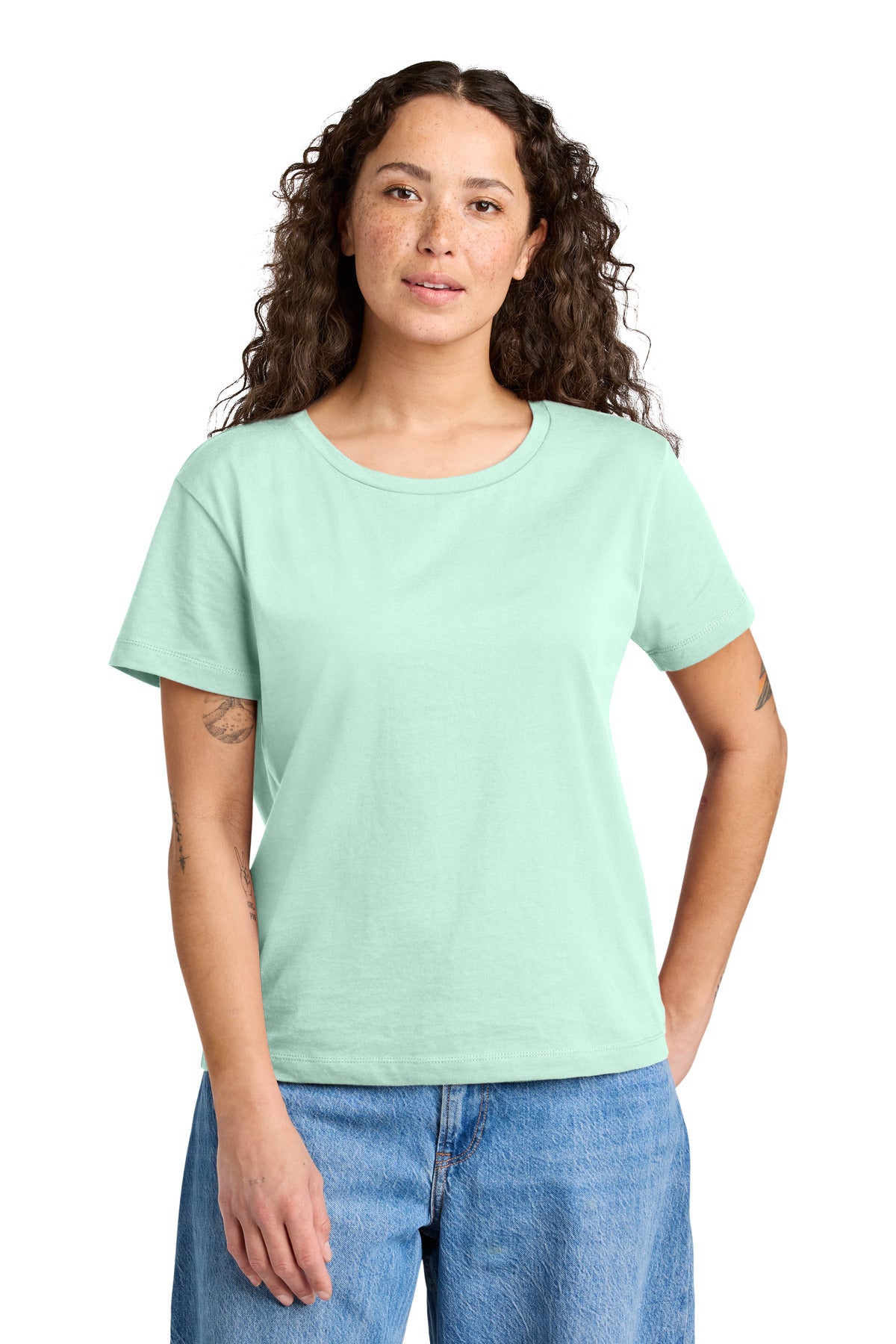 Custom Caribbean Blue Women's Stella Serena Scoop Neck Tee SXW008, personalized by SanCanDo Swag in Argyle, TX