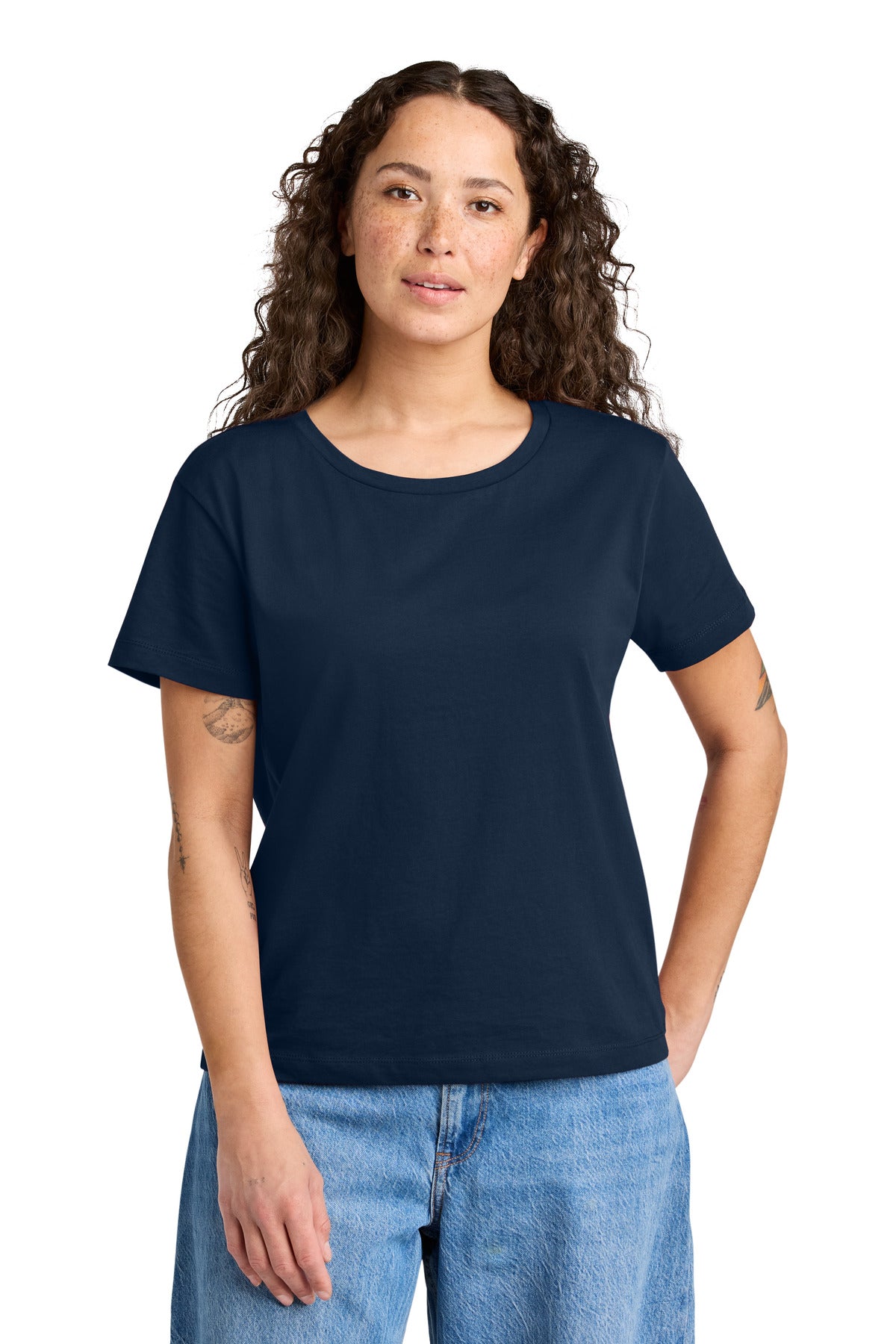 Custom French Navy Women's Stella Serena Scoop Neck Tee SXW008, personalized by SanCanDo Swag in Argyle, TX