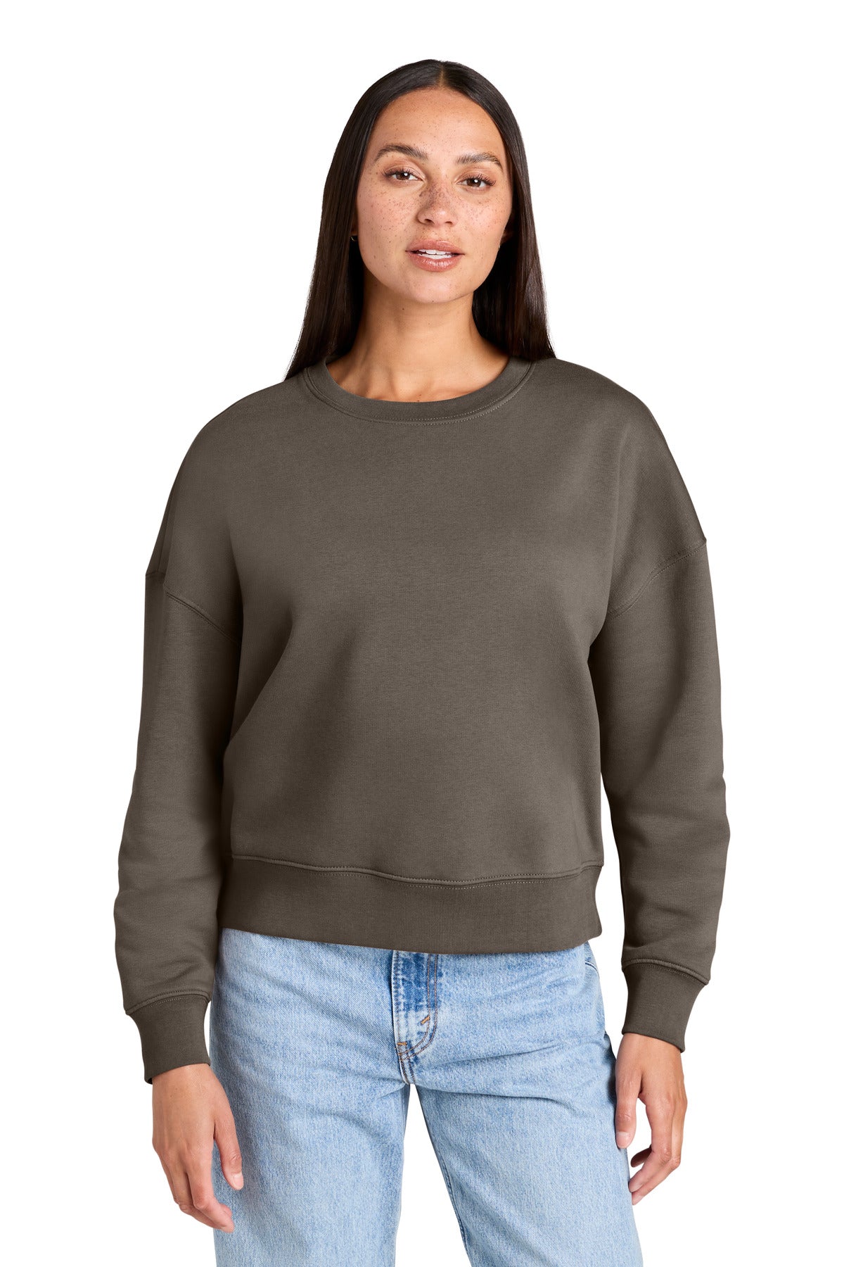 Custom Mocha Women's Stella Alma Crewneck SXW036, personalized by SanCanDo Swag in Argyle, TX
