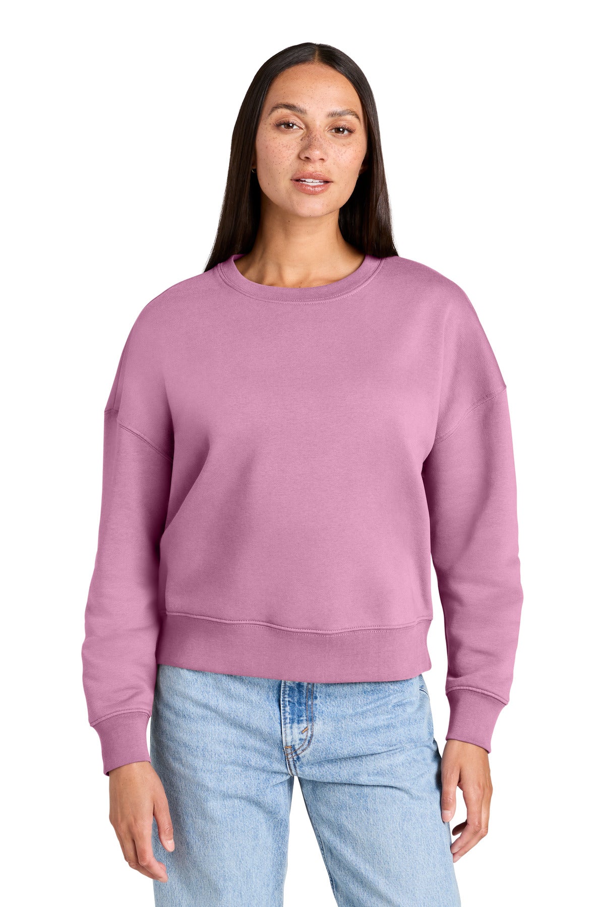 Custom Bubble Pink Women's Stella Alma Crewneck SXW036, personalized by SanCanDo Swag in Argyle, TX