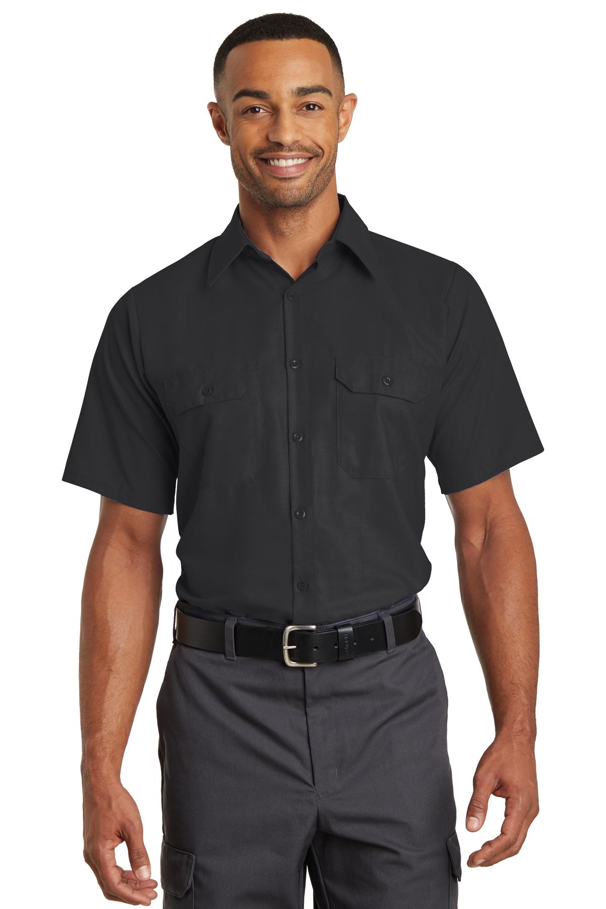 Custom Black Short Sleeve Solid Ripstop Shirt SY60, personalized by SanCanDo Swag in Argyle, TX