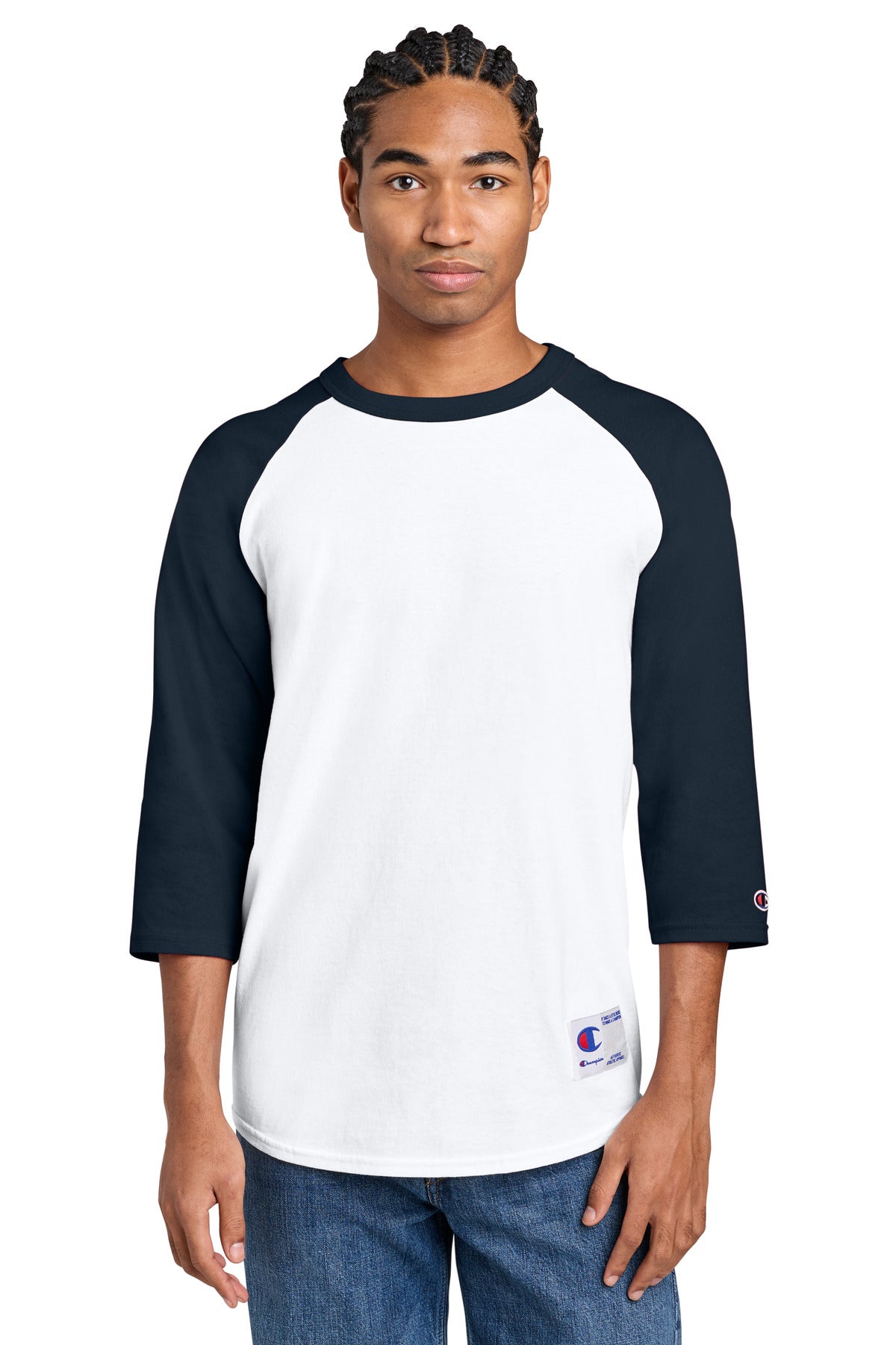 Custom White/ Navy Raglan Baseball Tee T137, personalized by SanCanDo Swag in Argyle, TX
