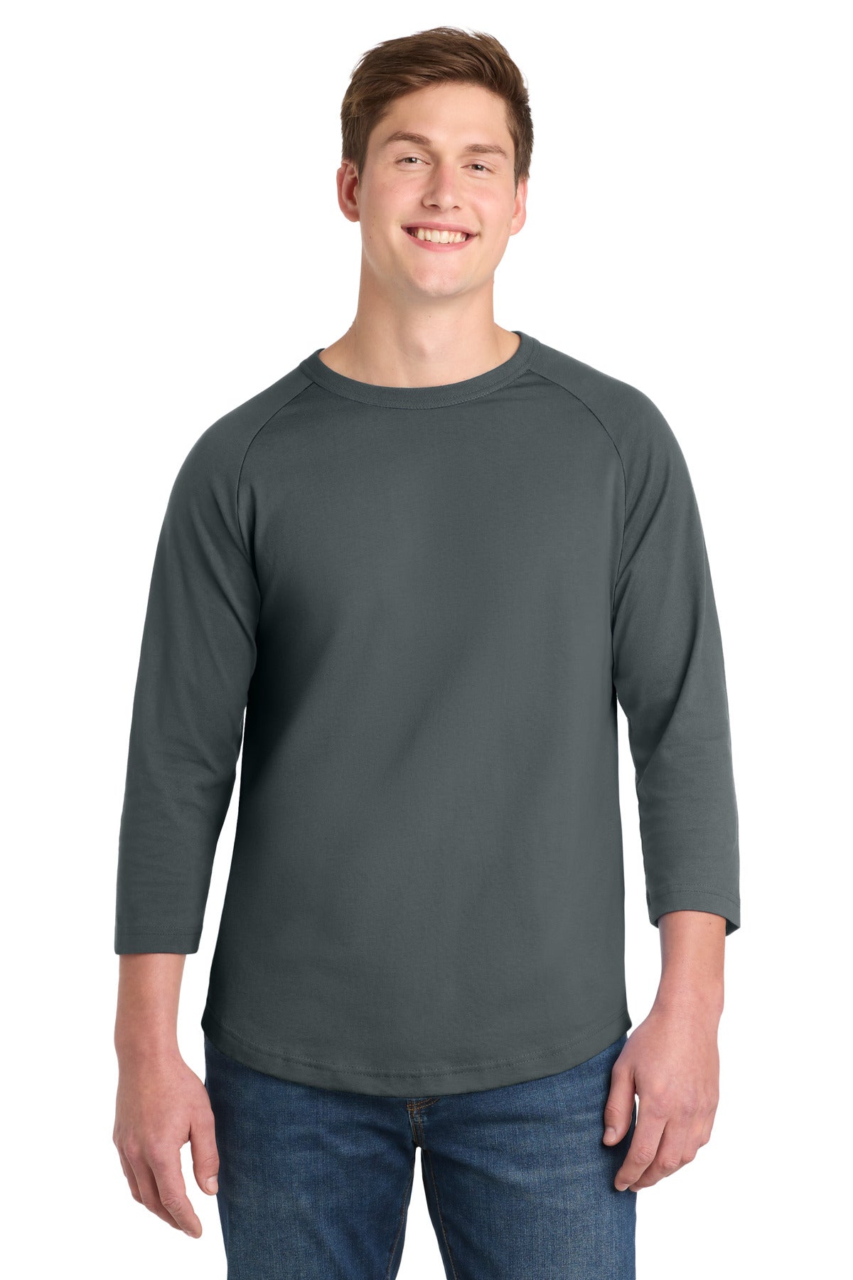 Custom Iron Grey Colorblock Raglan Jersey T200, personalized by SanCanDo Swag in Argyle, TX