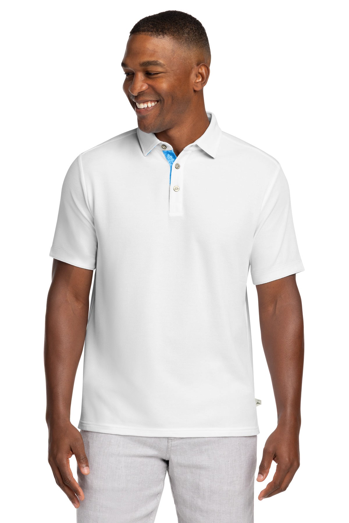 Custom Bright White Bahama 5 O'Clock Polo T223508TB, personalized by SanCanDo Swag in Argyle, TX