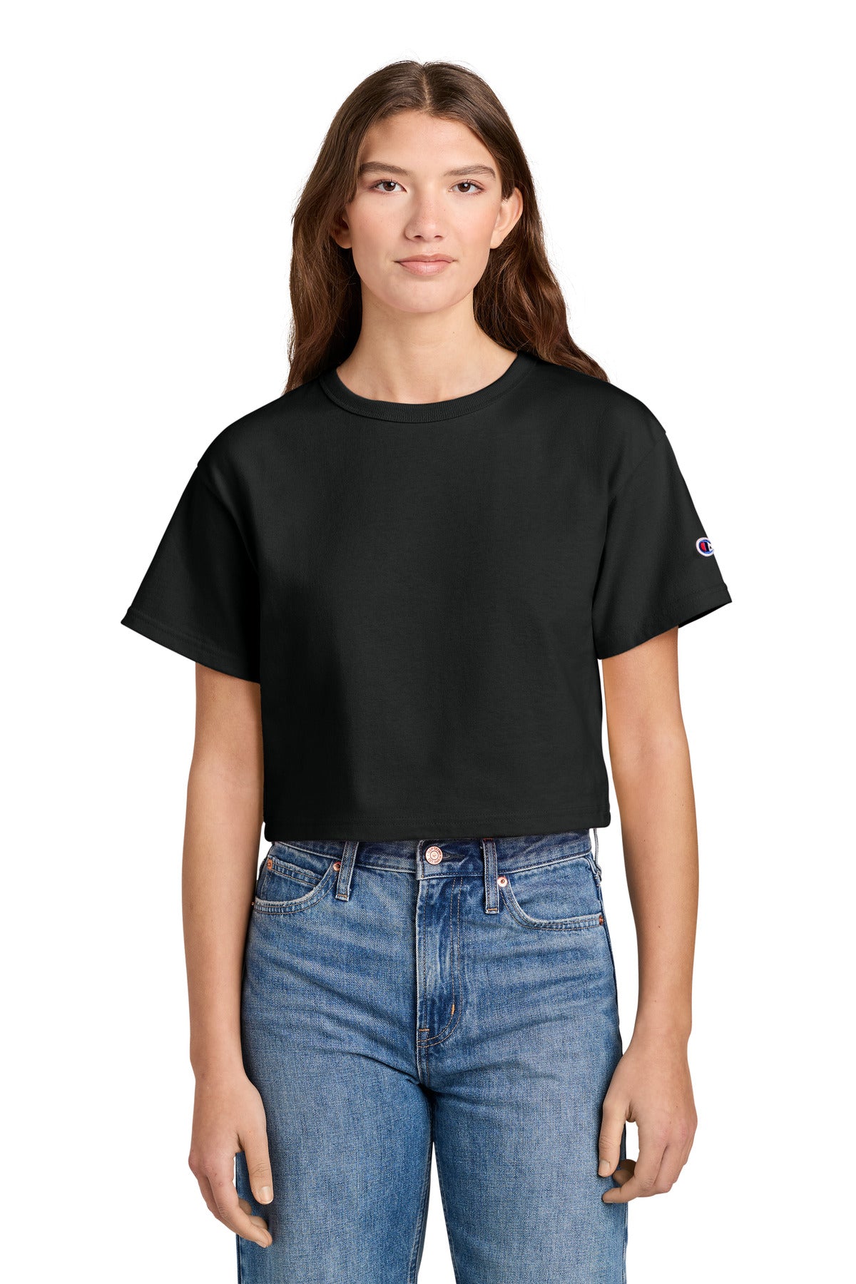 Custom Black Women's Cropped Heritage Tee T453W, personalized by SanCanDo Swag in Argyle, TX