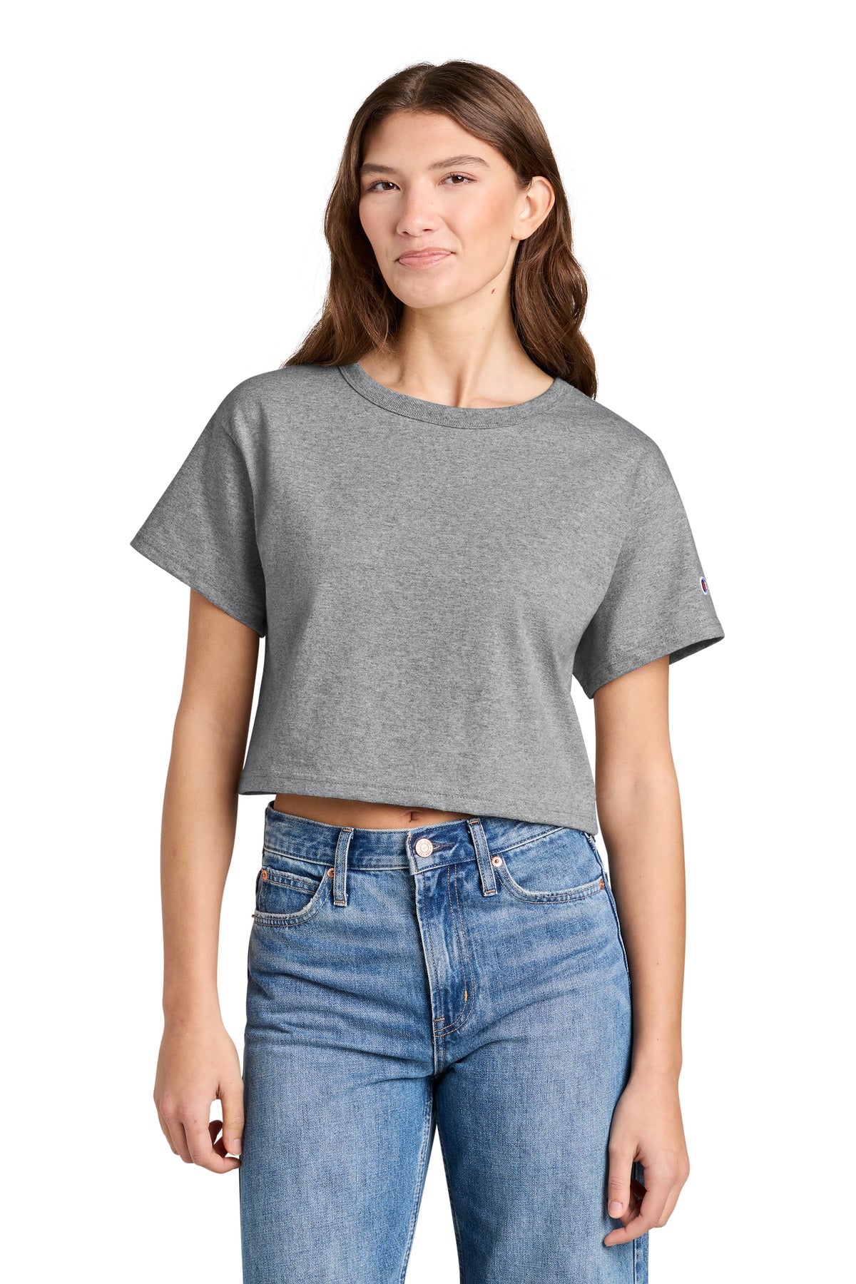 Custom Oxford Grey Women's Cropped Heritage Tee T453W, personalized by SanCanDo Swag in Argyle, TX