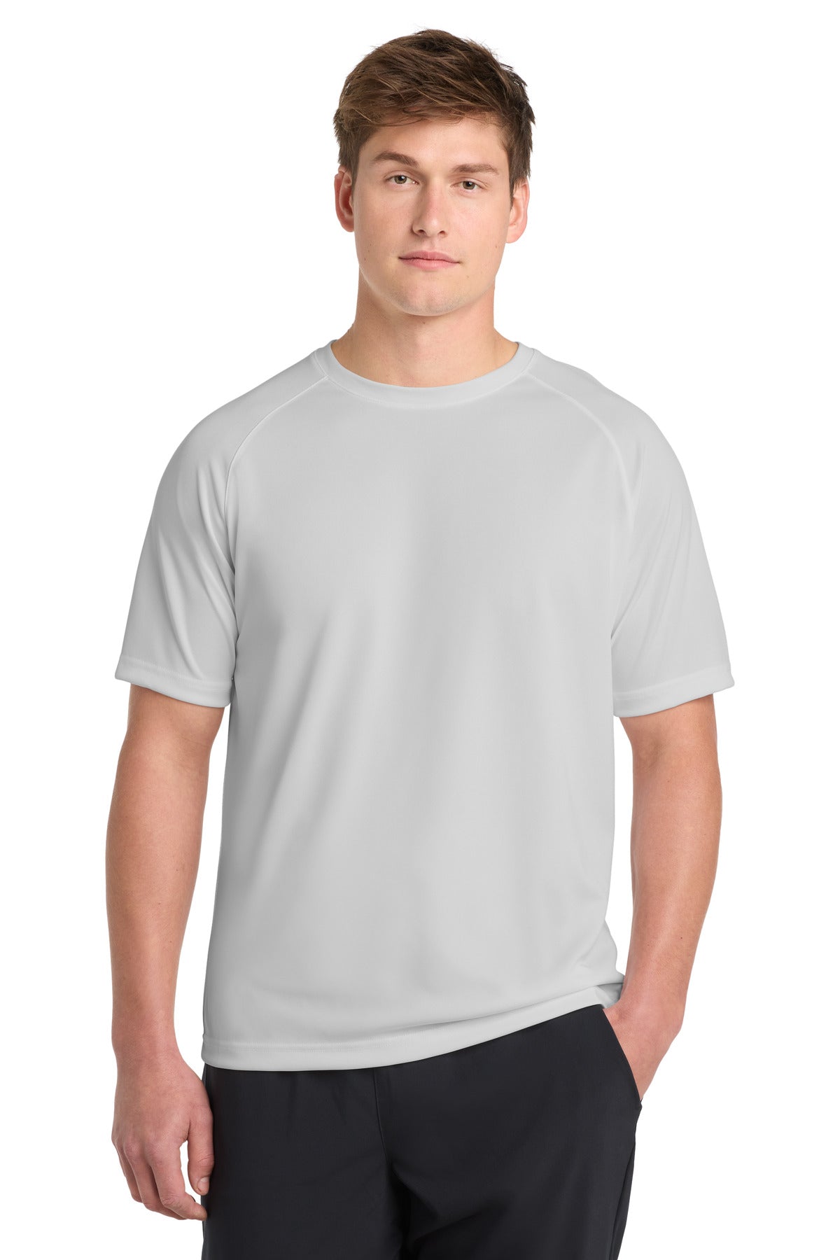 Custom Silver Dry Zone Short Sleeve Raglan Tee T473, personalized by SanCanDo Swag in Argyle, TX