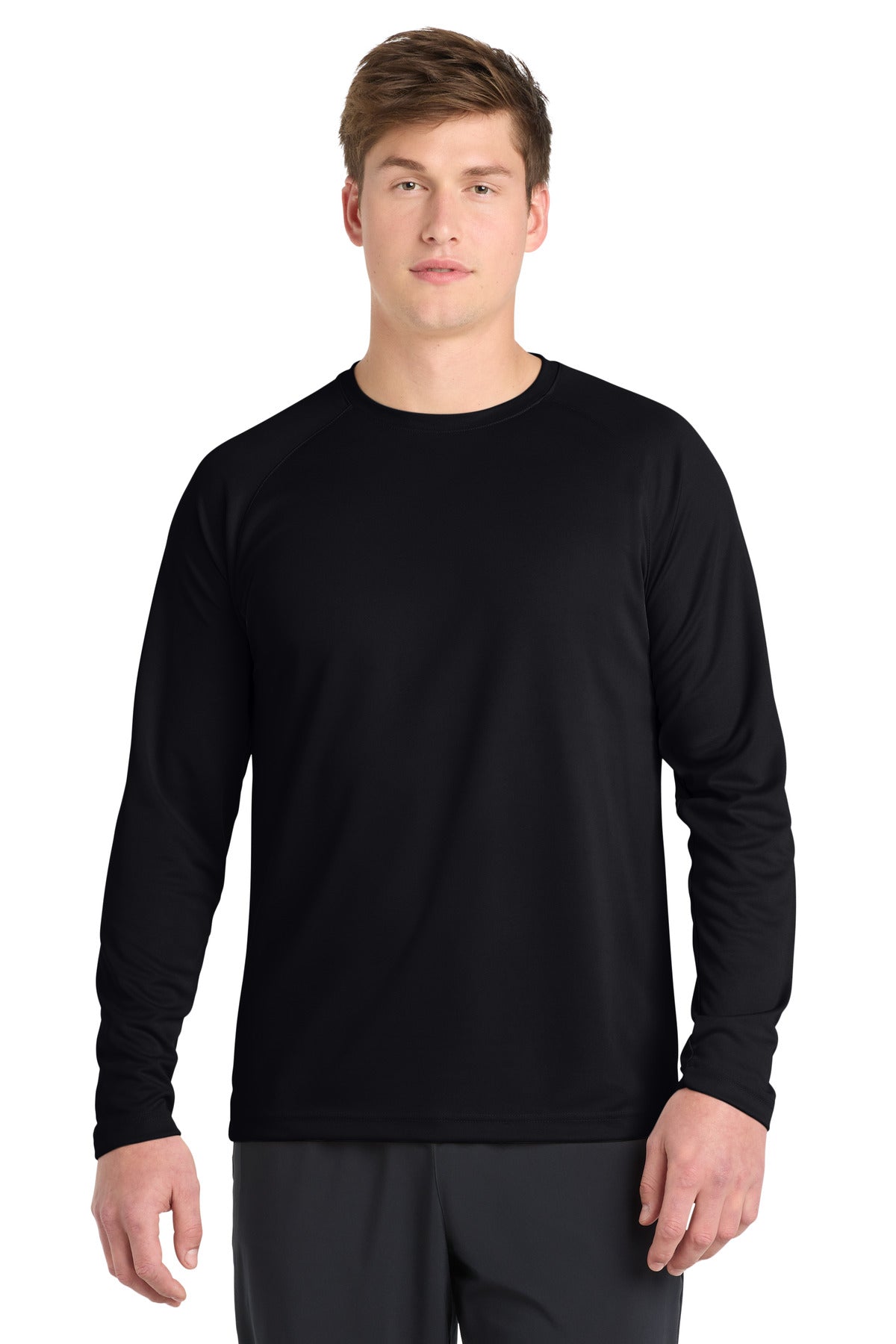 Custom Black Dry Zone Long Sleeve Raglan Tee T473LS, personalized by SanCanDo Swag in Argyle, TX