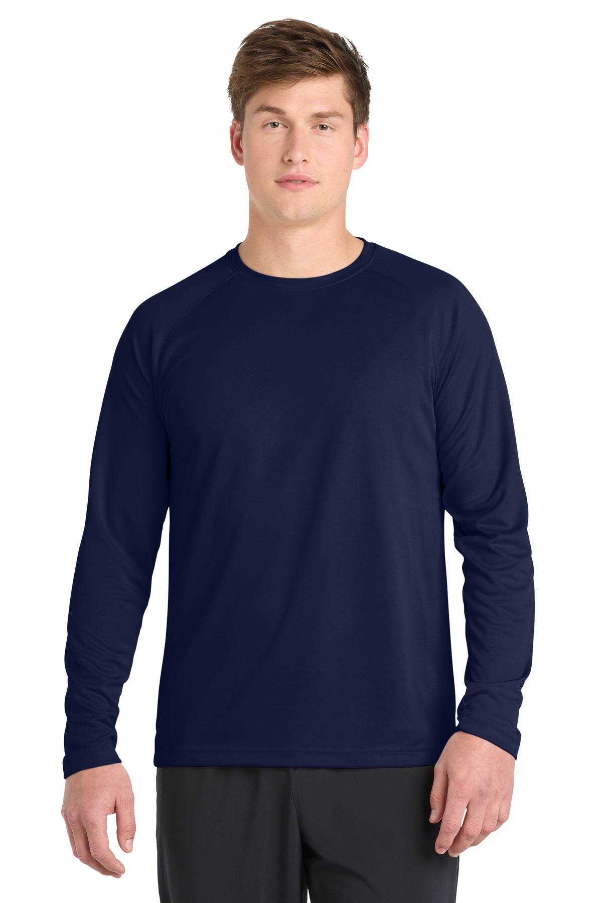 Custom True Navy Dry Zone Long Sleeve Raglan Tee T473LS, personalized by SanCanDo Swag in Argyle, TX