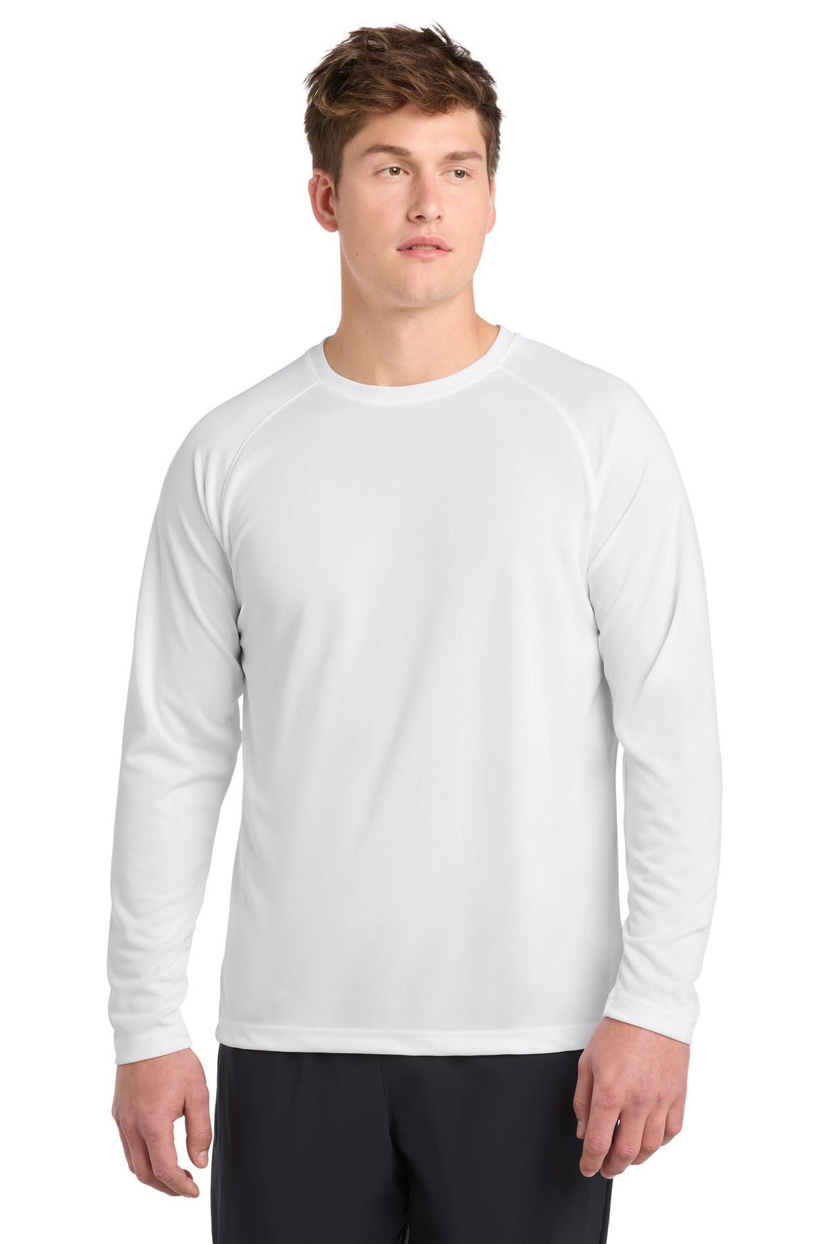 Custom White Dry Zone Long Sleeve Raglan Tee T473LS, personalized by SanCanDo Swag in Argyle, TX