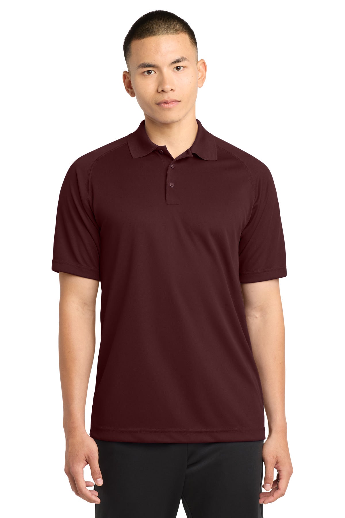 Custom Maroon Dry Zone Raglan Polo T475, personalized by SanCanDo Swag in Argyle, TX