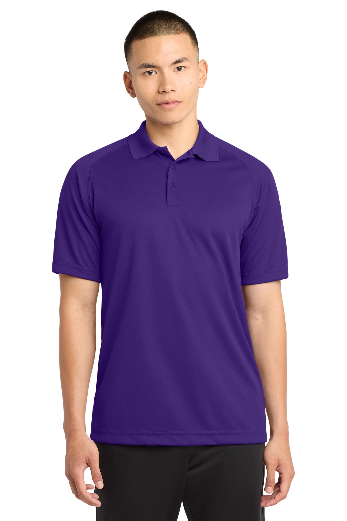 Custom Purple Dry Zone Raglan Polo T475, personalized by SanCanDo Swag in Argyle, TX