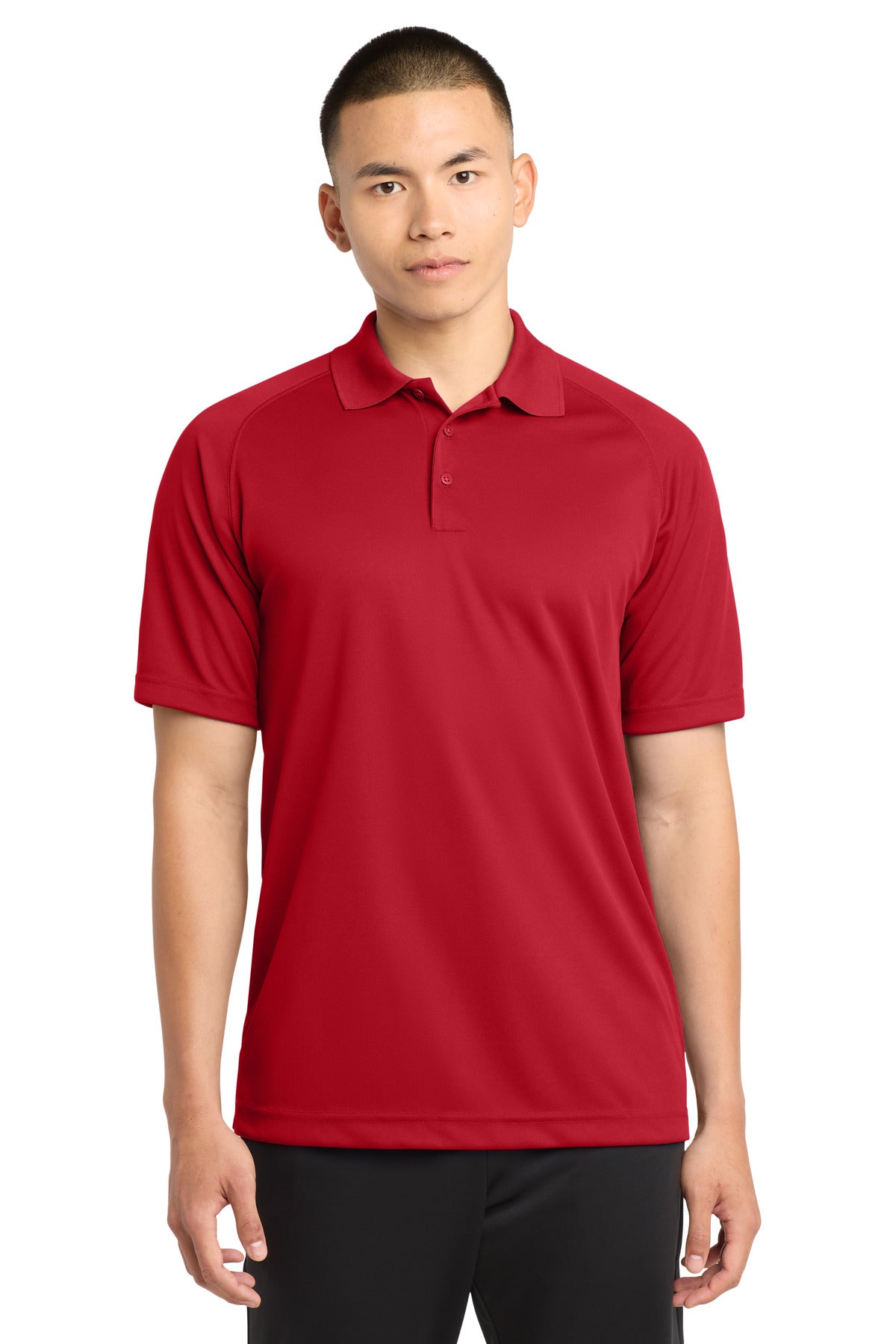 Custom True Red Dry Zone Raglan Polo T475, personalized by SanCanDo Swag in Argyle, TX
