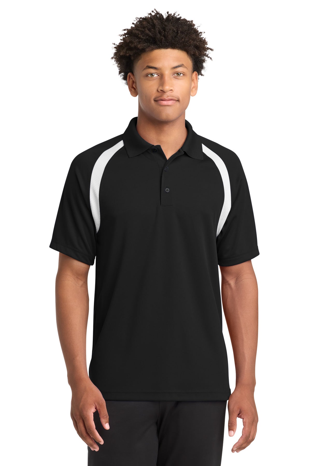 Custom Black/ White Dry Zone Colorblock Raglan Polo T476, personalized by SanCanDo Swag in Argyle, TX