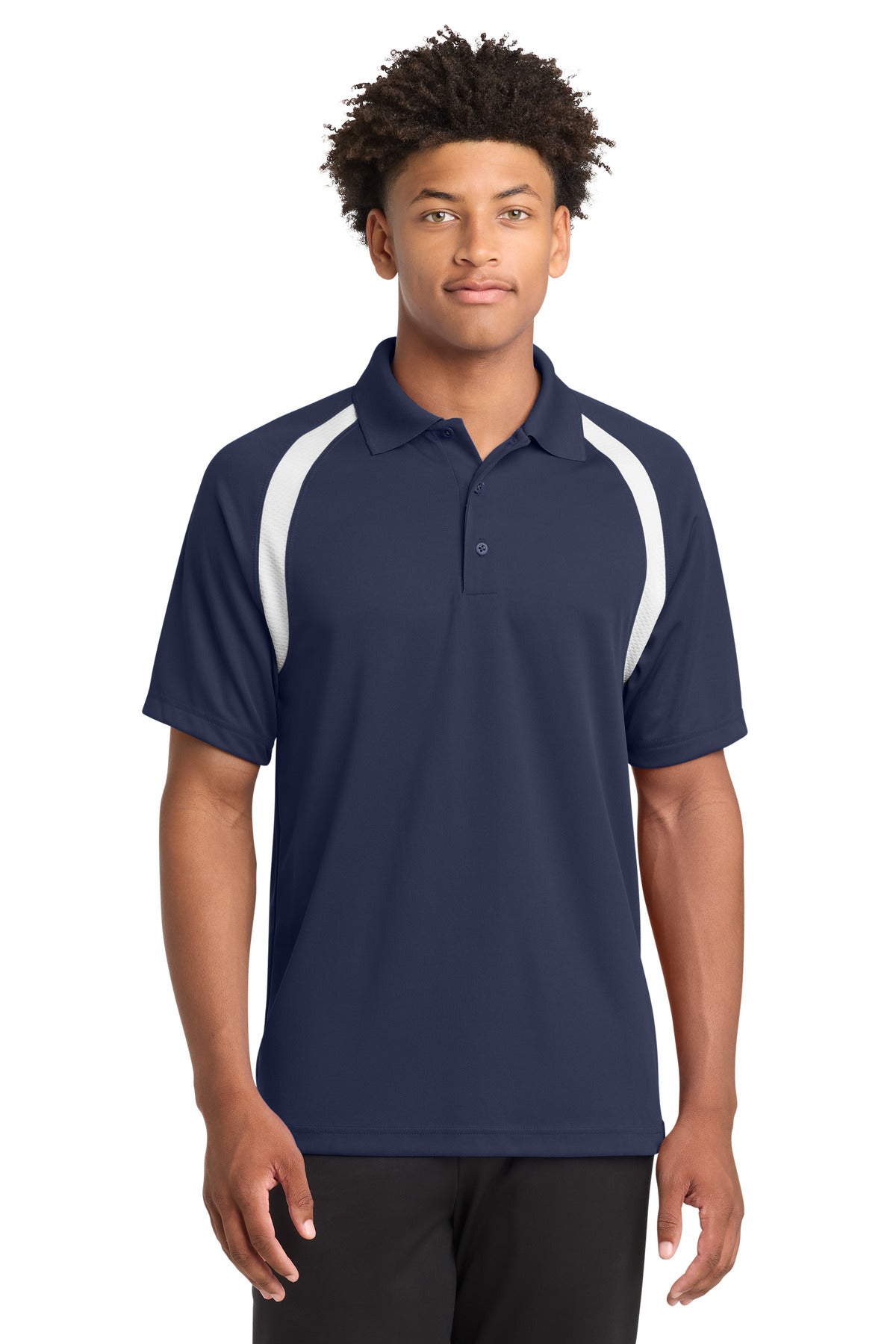 Custom True Navy/ White Dry Zone Colorblock Raglan Polo T476, personalized by SanCanDo Swag in Argyle, TX