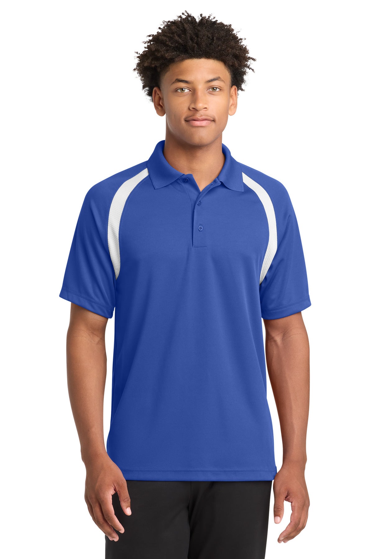 Custom True Royal/ White Dry Zone Colorblock Raglan Polo T476, personalized by SanCanDo Swag in Argyle, TX