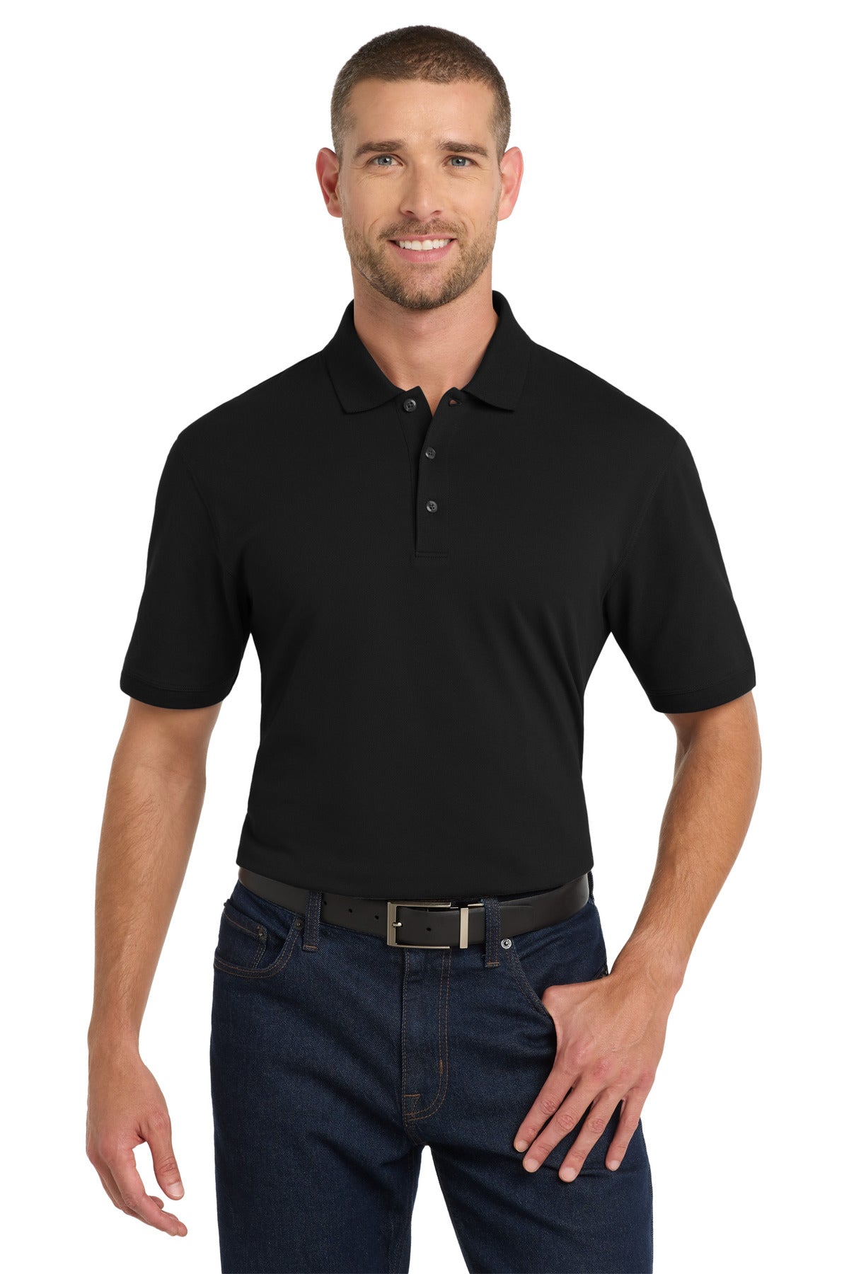 Custom Black Tall EZCotton Polo TK8000, personalized by SanCanDo Swag in Argyle, TX
