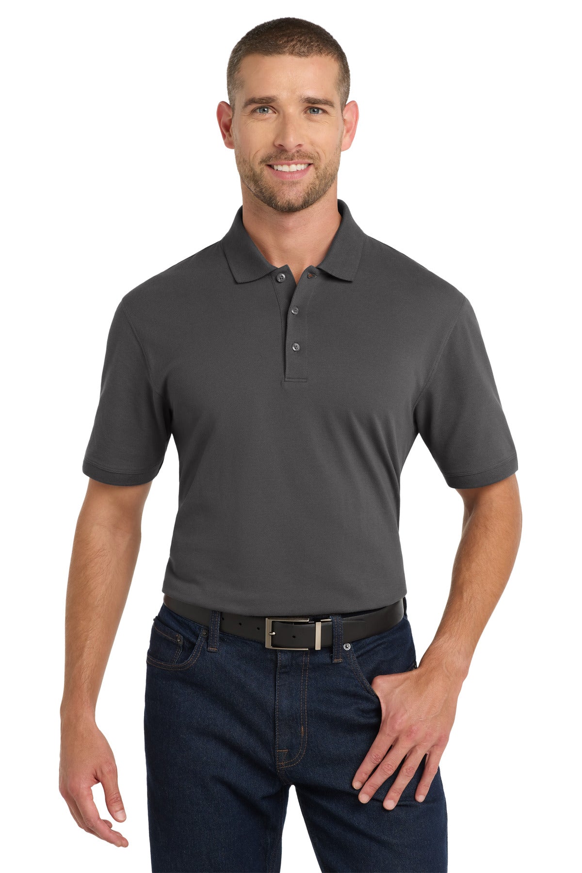 Custom Sterling Grey Tall EZCotton Polo TK8000, personalized by SanCanDo Swag in Argyle, TX